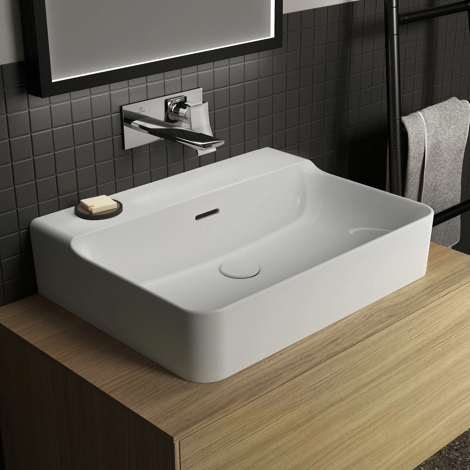 Ideal Standard Conca Waschtisch 60 cm, ohne Hahnloch, mit Überlauf