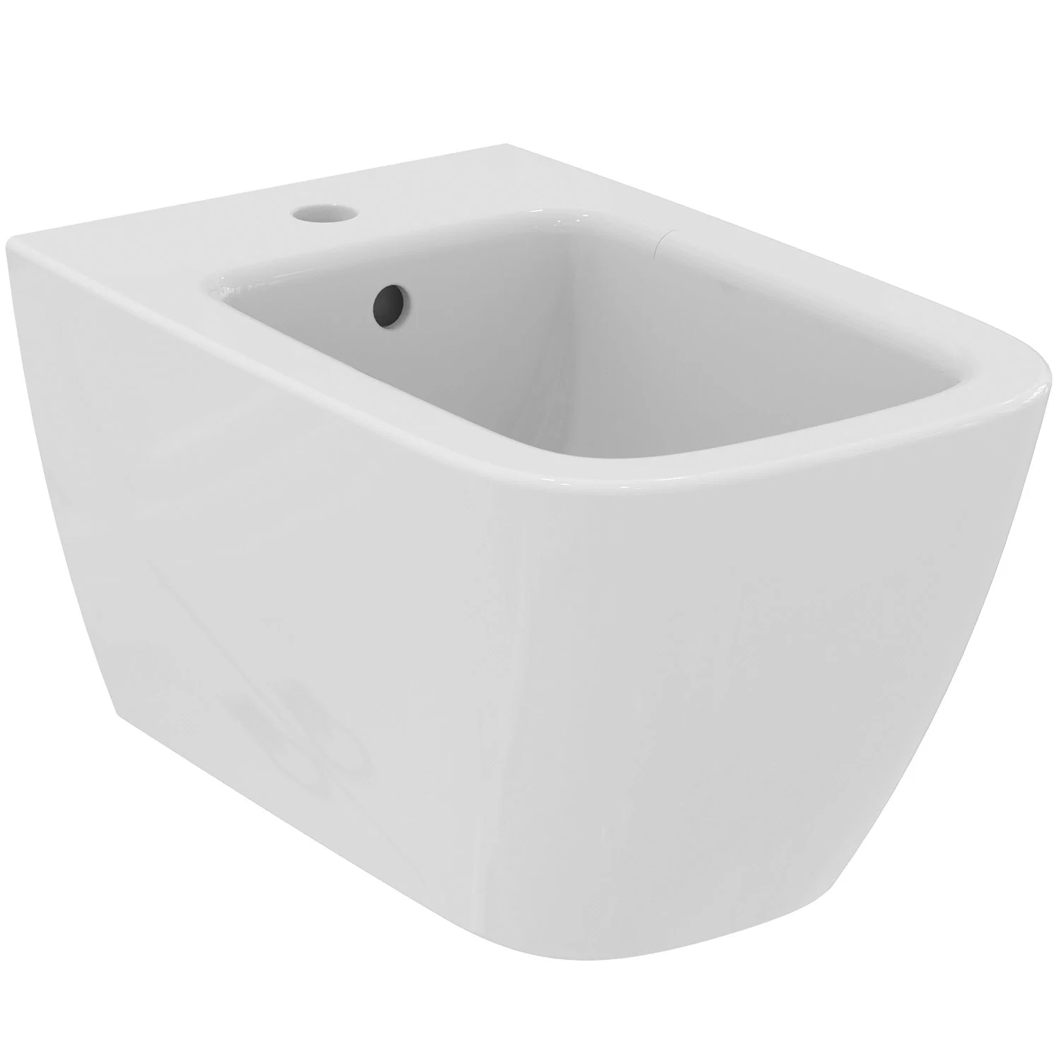 Wolnostojący biały bidet ścienny z widokiem z boku, Ideal Standard