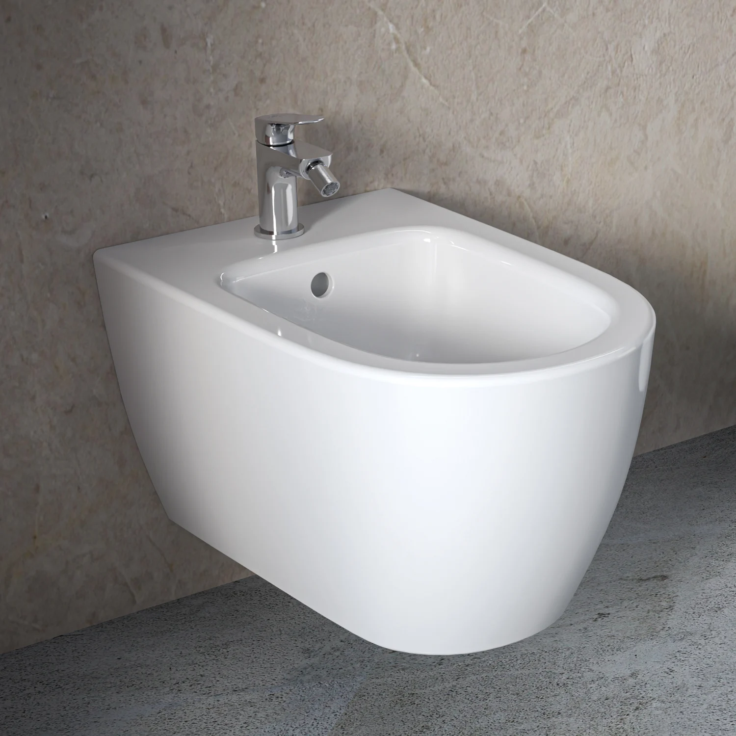 Ideal Standard i.life O Wand-Bidet, 1 Hahnloch, mit Überlauf
