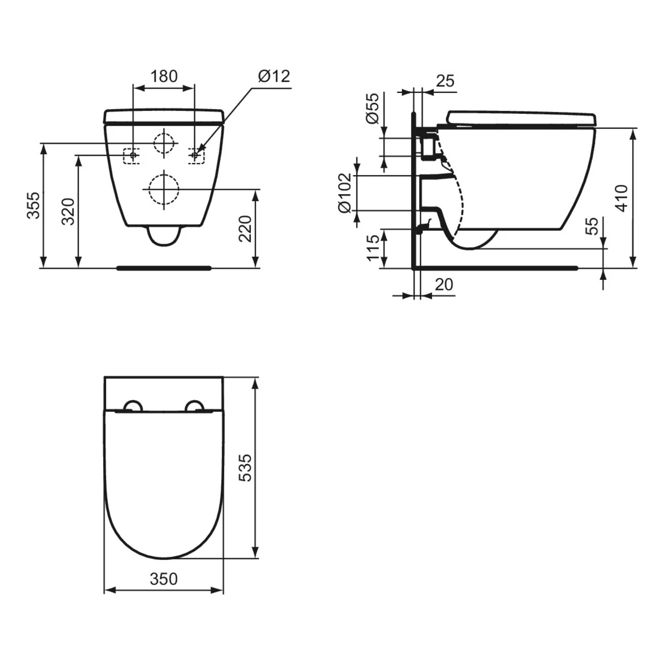 Ideal Standard i.life O Wand-WC Set mit Wrapover Sitz, HydroTwist Spültechnologie Bild 7