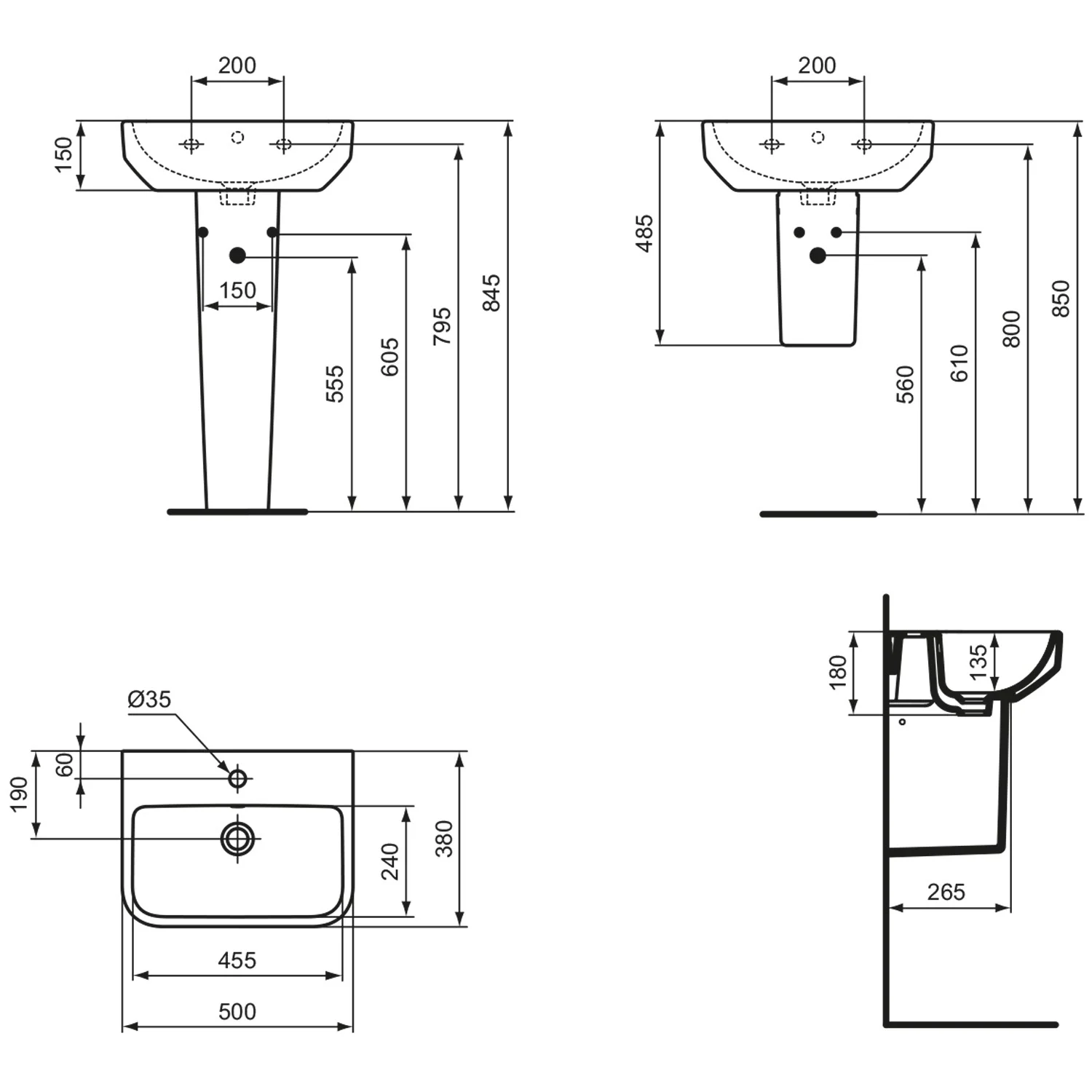 Ideal Standard i.life S Waschtisch 50 cm, 1 Hahnloch, mit Überlauf Bild 5