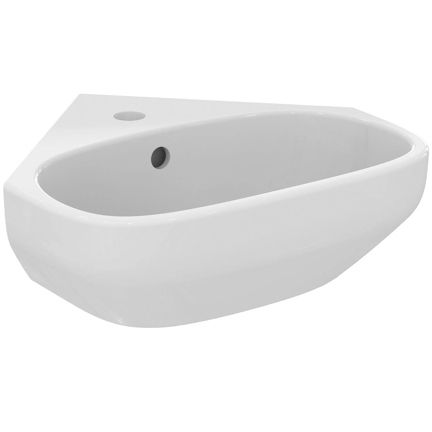 Narożna umywalka w białym widoku bocznym, Ideal Standard