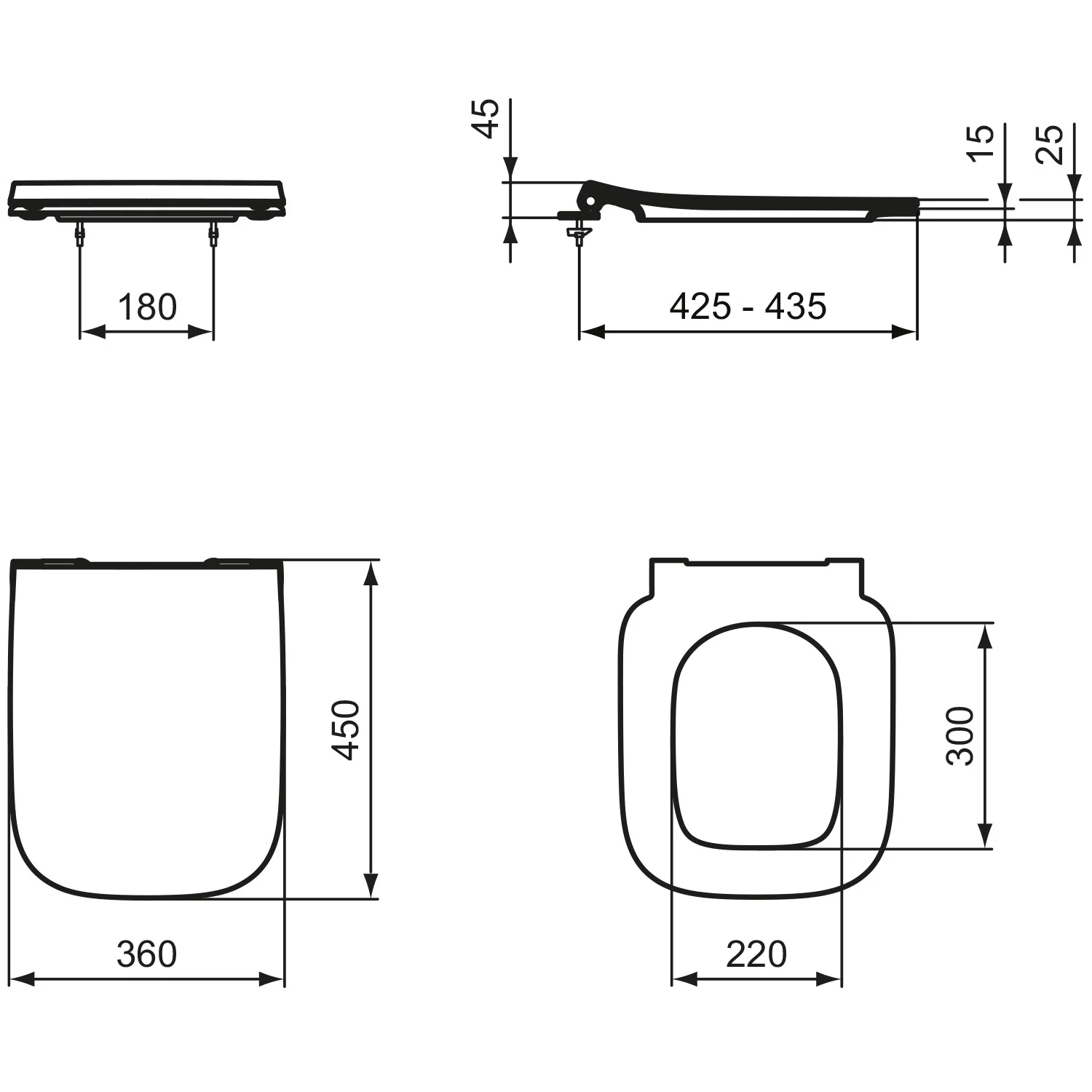 Rysunek techniczny deski sedesowej, Ideal Standard