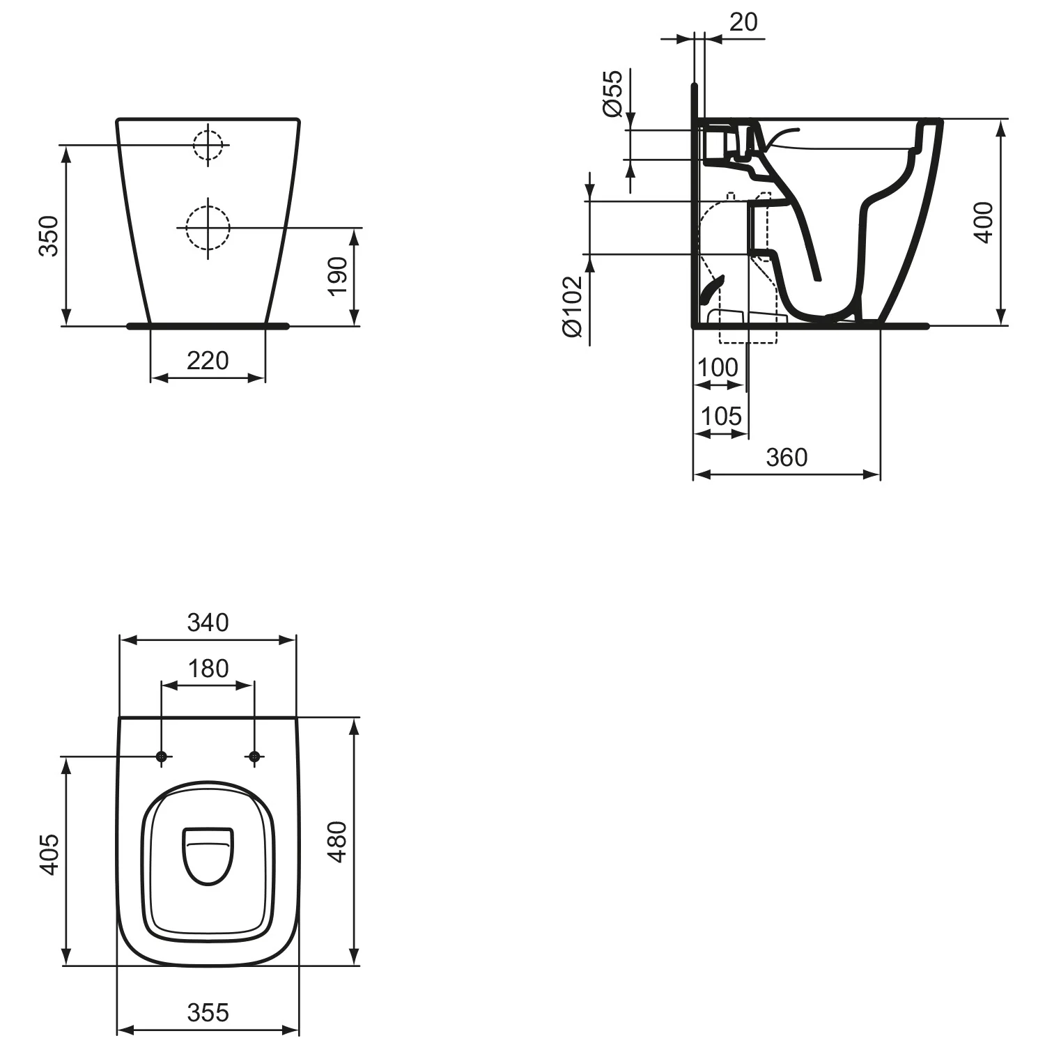 Ideal Standard i.life S Standtiefspül-WC eckig ohne Spülrand Bild 5