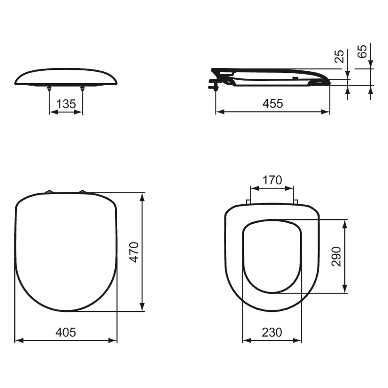 Rysunek techniczny deski sedesowej, Ideal Standard