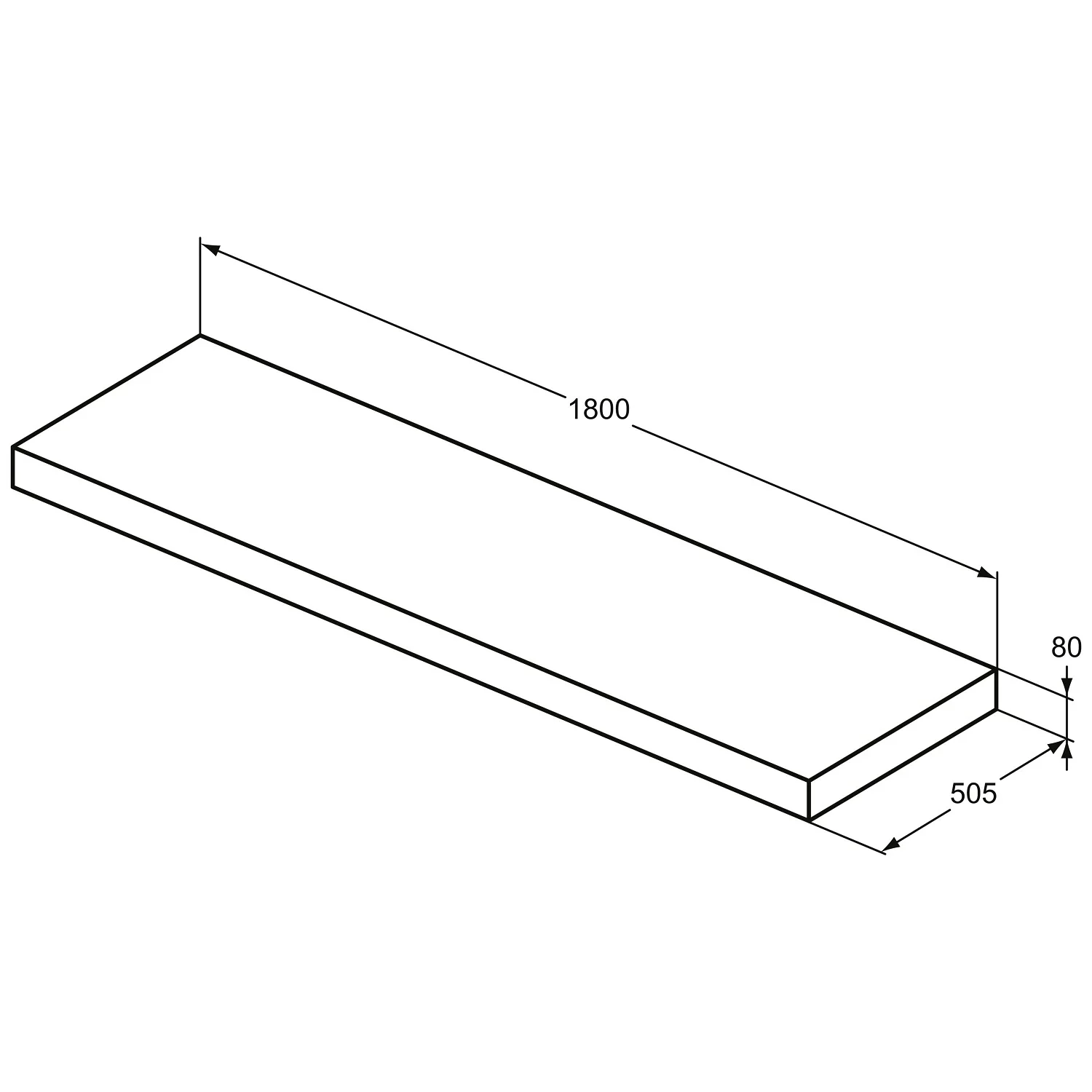 Rysunek techniczny konsoli z wymiarami, Ideal Standard