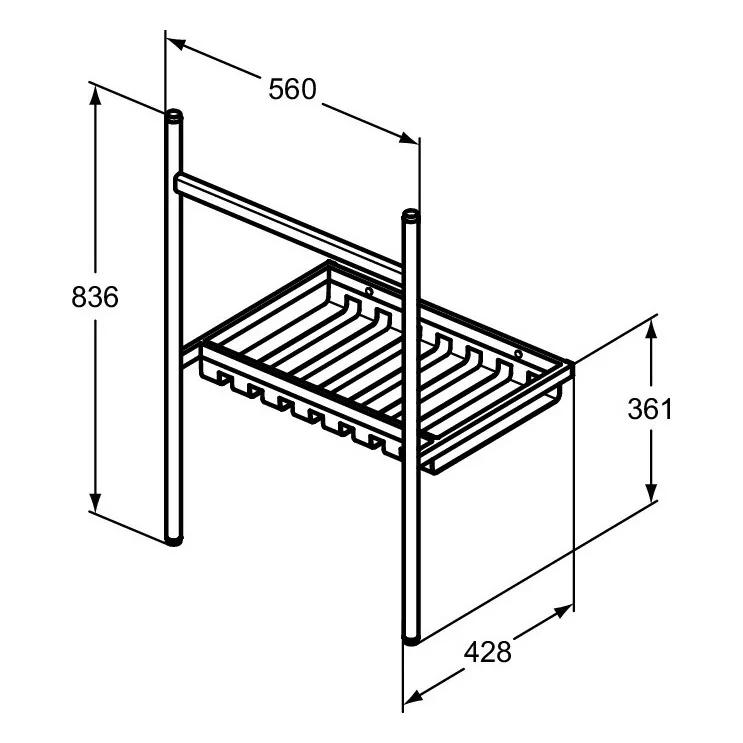 Rysunek techniczny półki z wymiarami, Ideal Standard