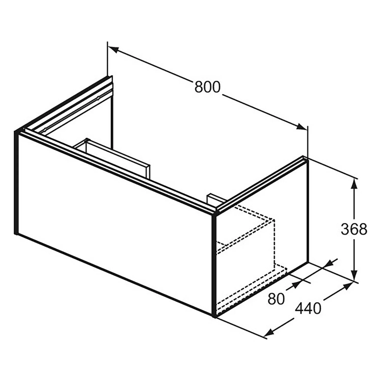 Ideal Standard Conca Waschtischunterschrank 80 cm mit 1 Auszug für Möbelwaschtisch Bild 3