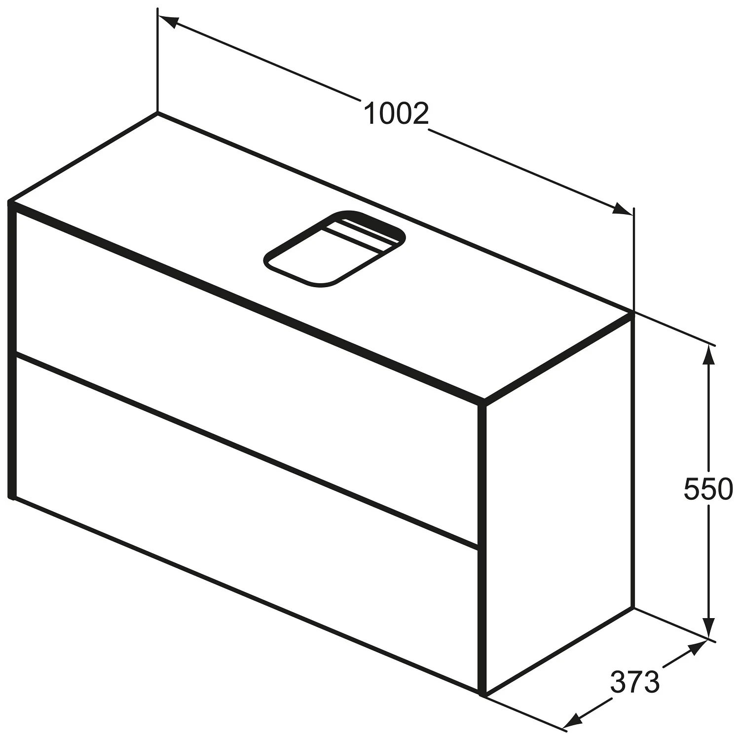 Rysunek techniczny szafki pod umywalkę z wymiarami, Ideal Standard