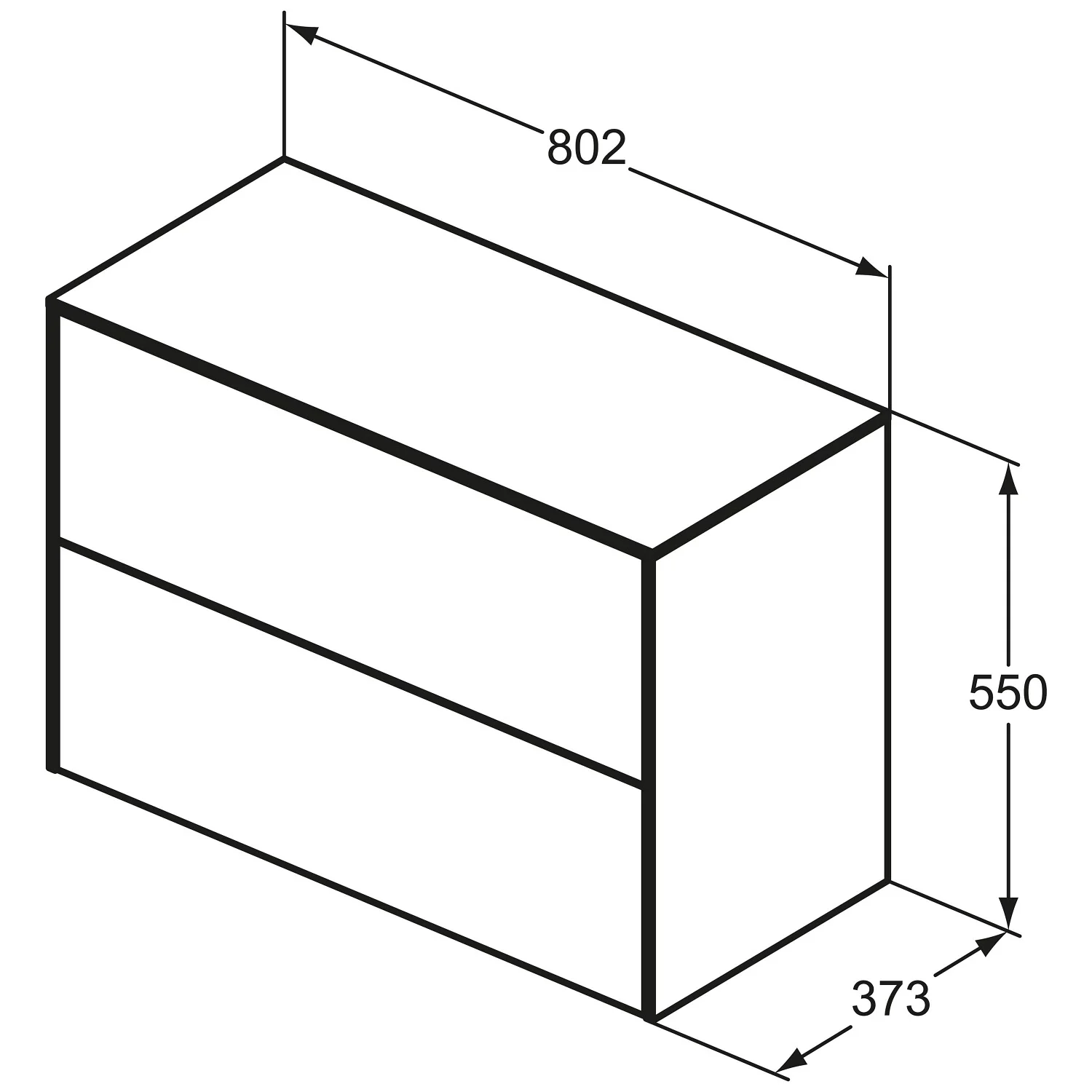 Rysunek techniczny szafki pod umywalkę z wymiarami, Ideal Standard