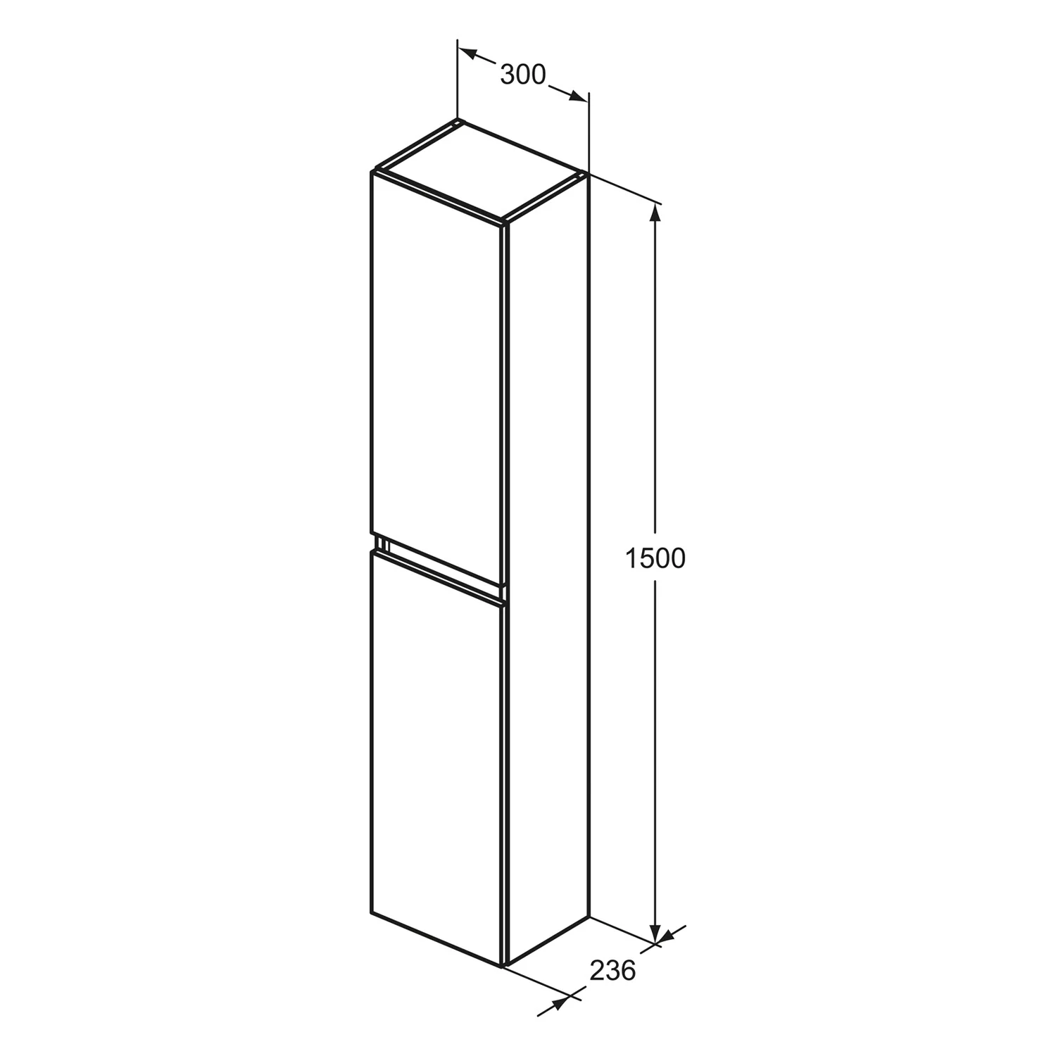 Ideal Standard Eurovit+ Hochschrank, 2 Türen 30 x 23,6 x 150 cm Bild 4