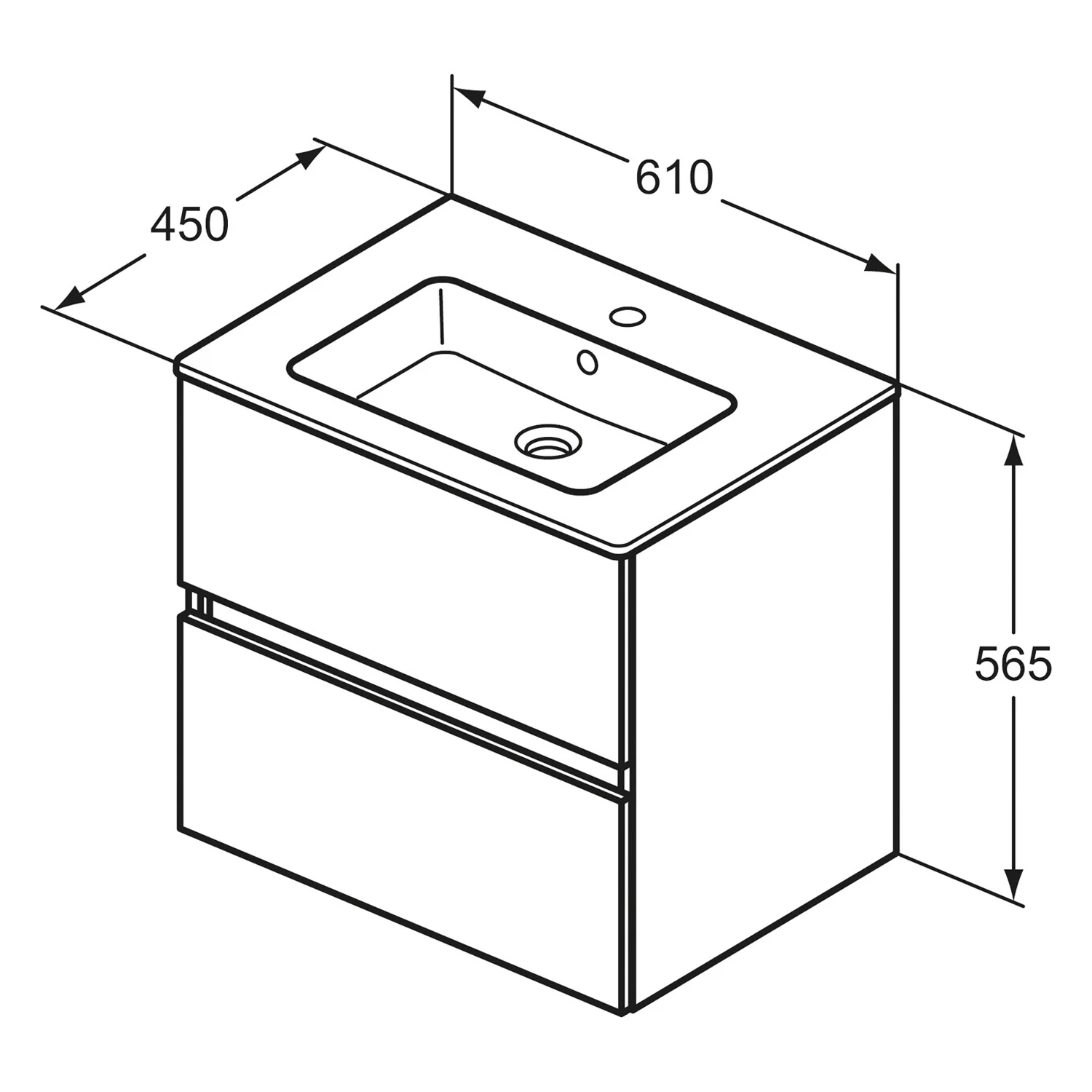 Ideal Standard Eurovit+ Möbelpaket mit Waschtisch 61 cm und Unterschrank 60 cm, 2 Auszüge Bild 4