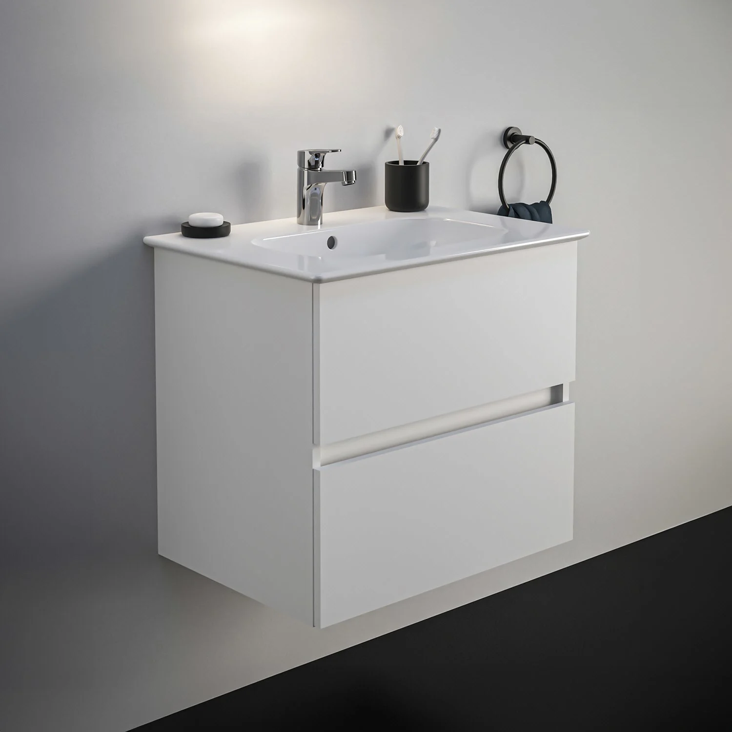 Ideal Standard Eurovit+ Möbelpaket mit Waschtisch 61 cm und Unterschrank 60 cm, 2 Auszüge