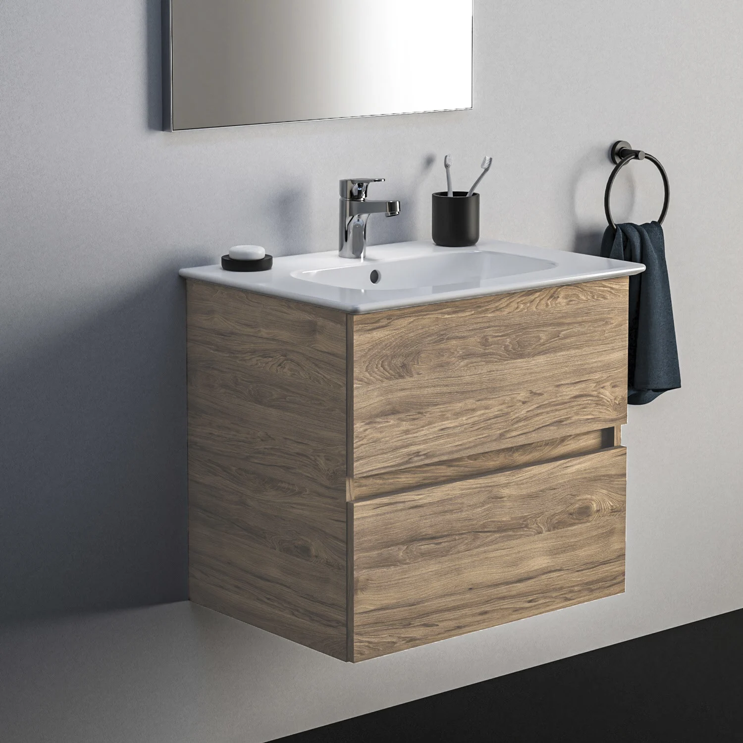 Ideal Standard Eurovit+ Möbelpaket mit Waschtisch 61 cm und Unterschrank 60 cm, 2 Auszüge