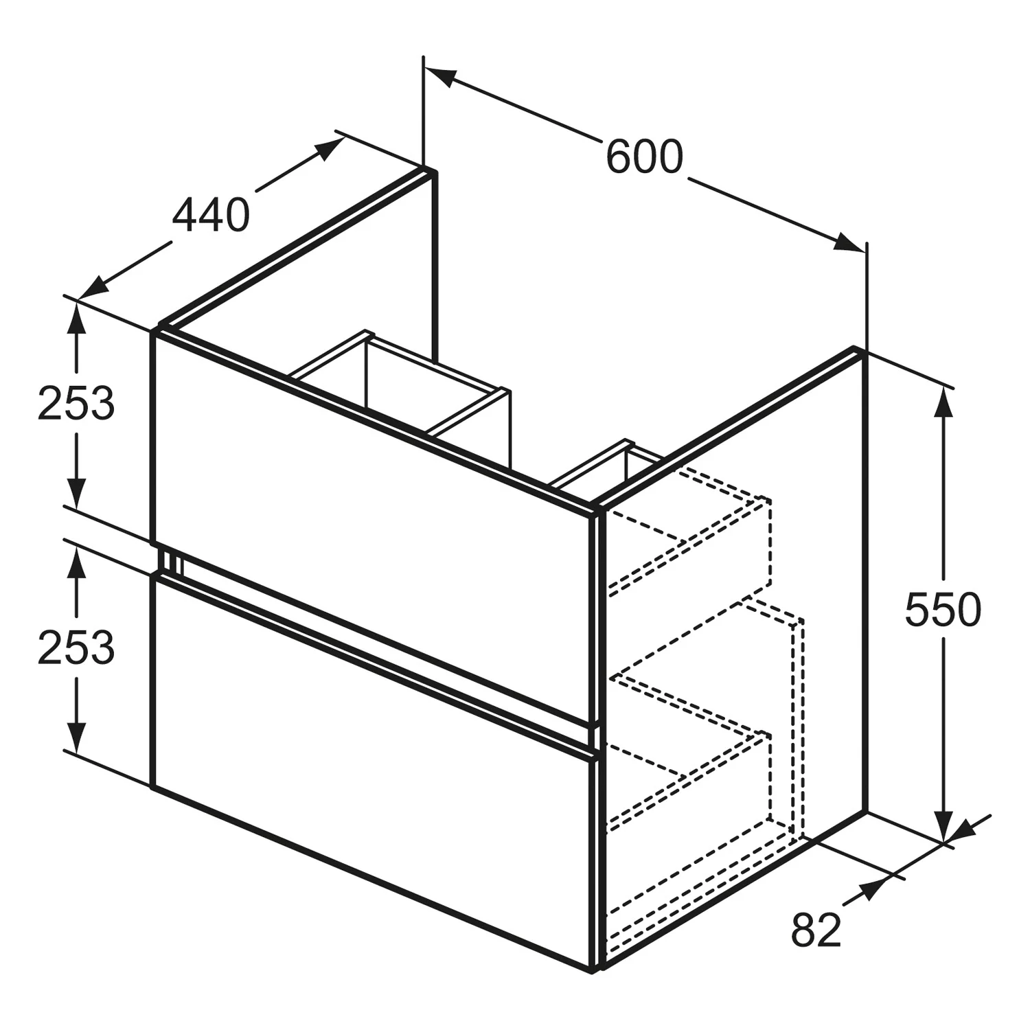 Ideal Standard Eurovit+ Waschtischunterschrank 2 Auszüge 60 x 44 x 55 cm Bild 4