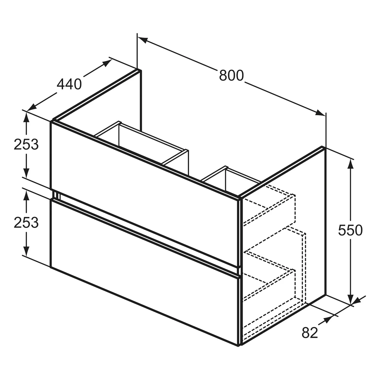Ideal Standard Eurovit+ Waschtischunterschrank 2 Auszüge 80 x 44 x 55 cm Bild 4