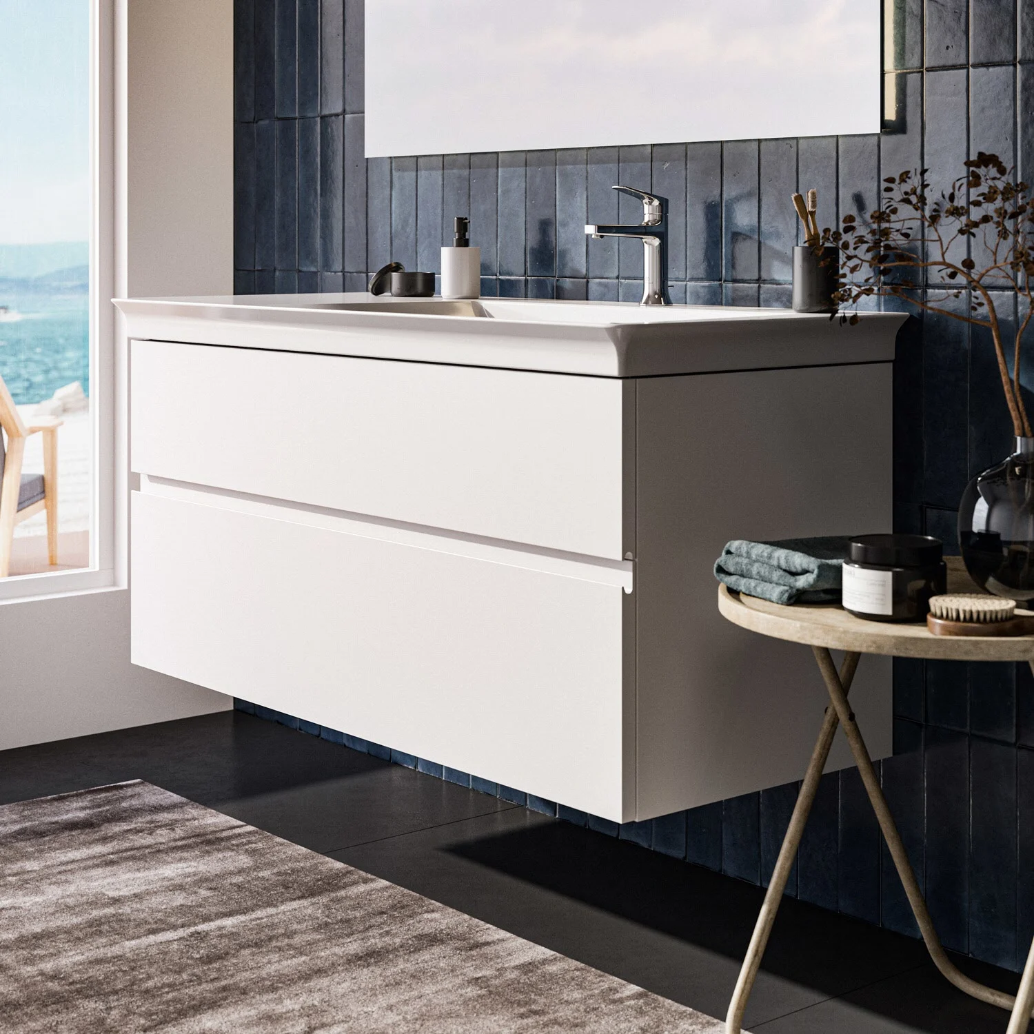 Ideal Standard Finesse Waschtischunterschrank 120 cm mit 2 Auszügen, asymmetrisch rechts, für Möbelwaschtisch Bild 4