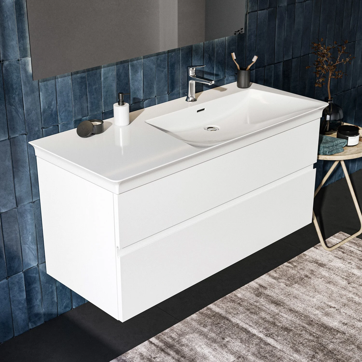 Ideal Standard Finesse Waschtischunterschrank 120 cm mit 2 Auszügen, asymmetrisch rechts, für Möbelwaschtisch Bild 6
