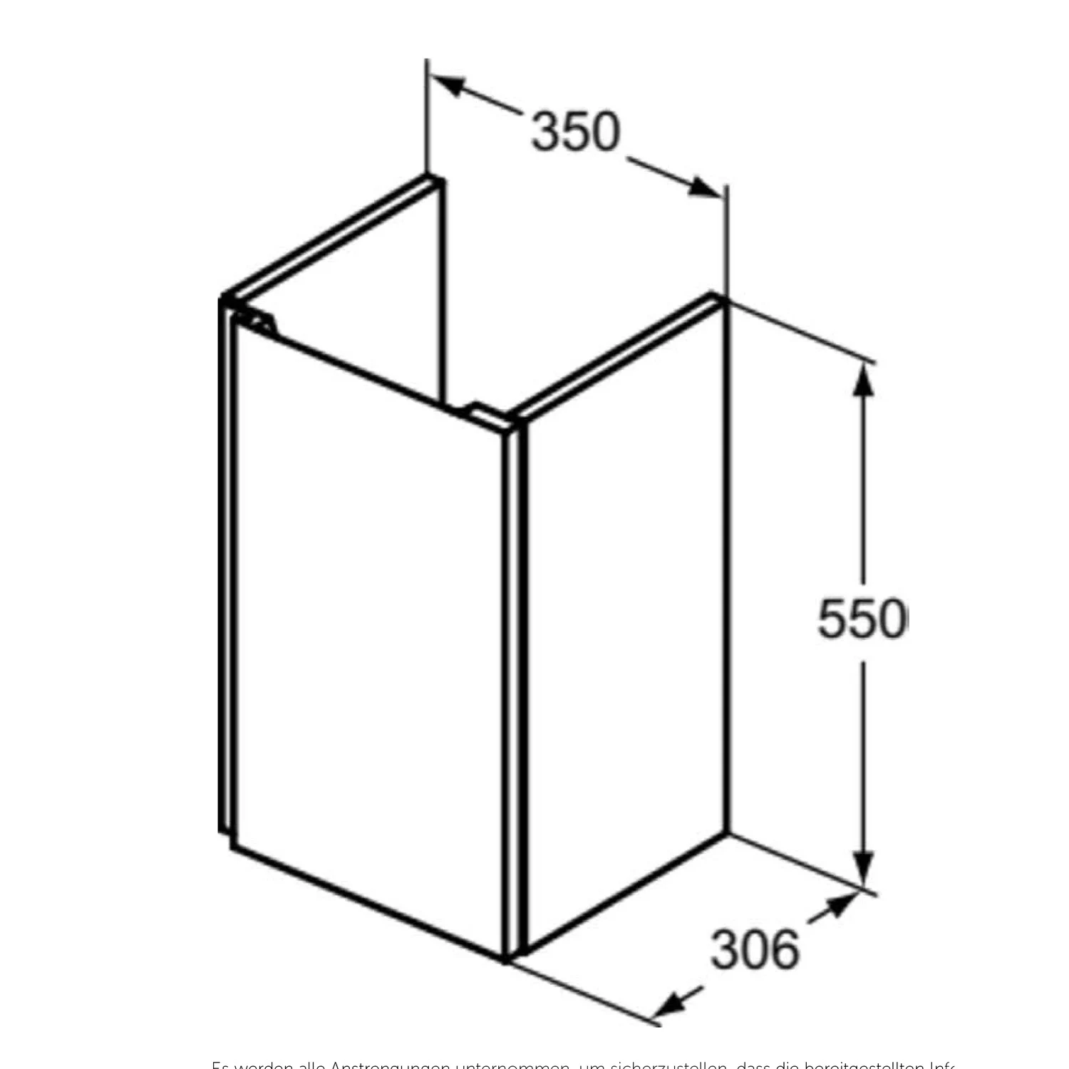 Rysunek techniczny szafki pod umywalkę z wymiarami, Ideal Standard