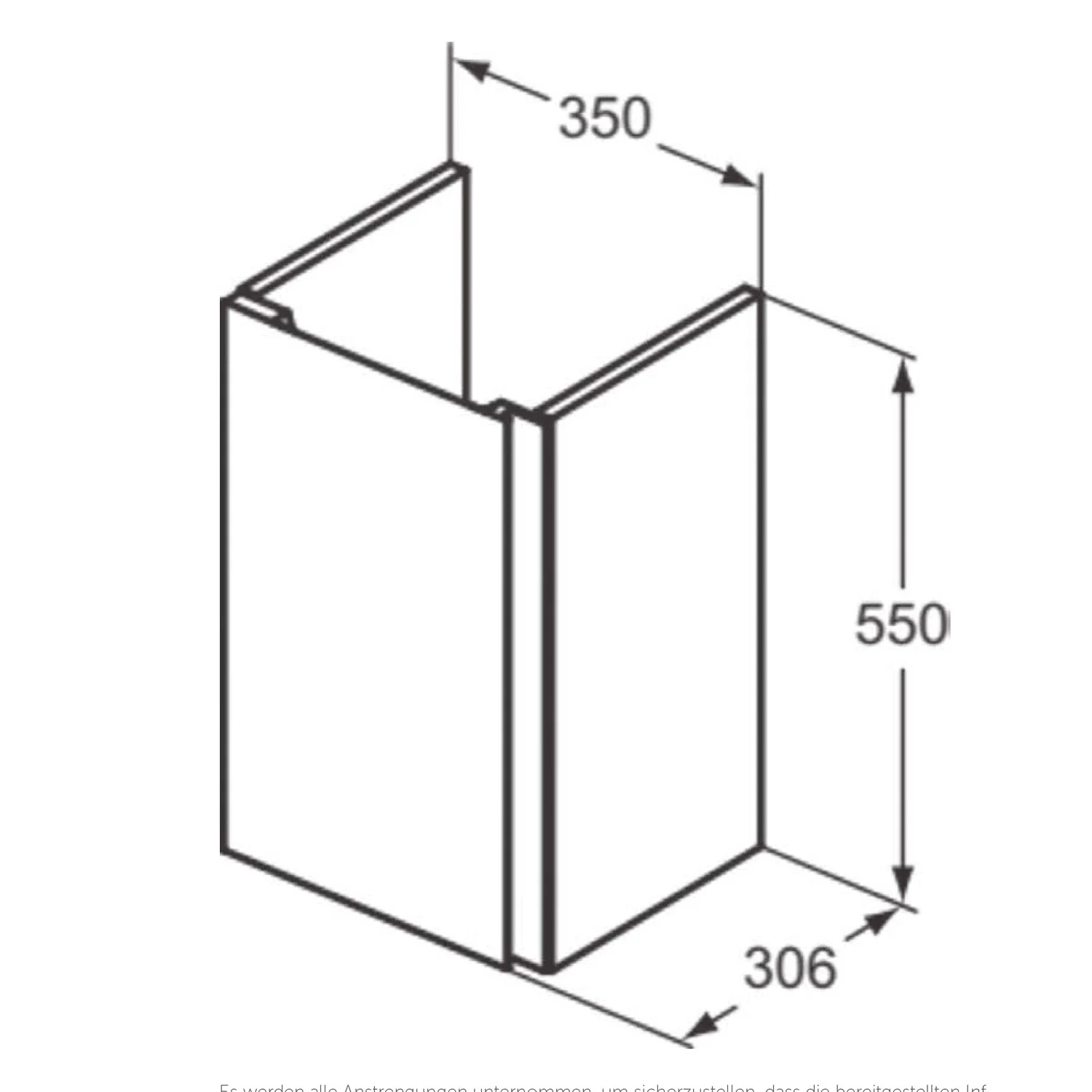 Rysunek techniczny szafki pod umywalkę z wymiarami, Ideal Standard