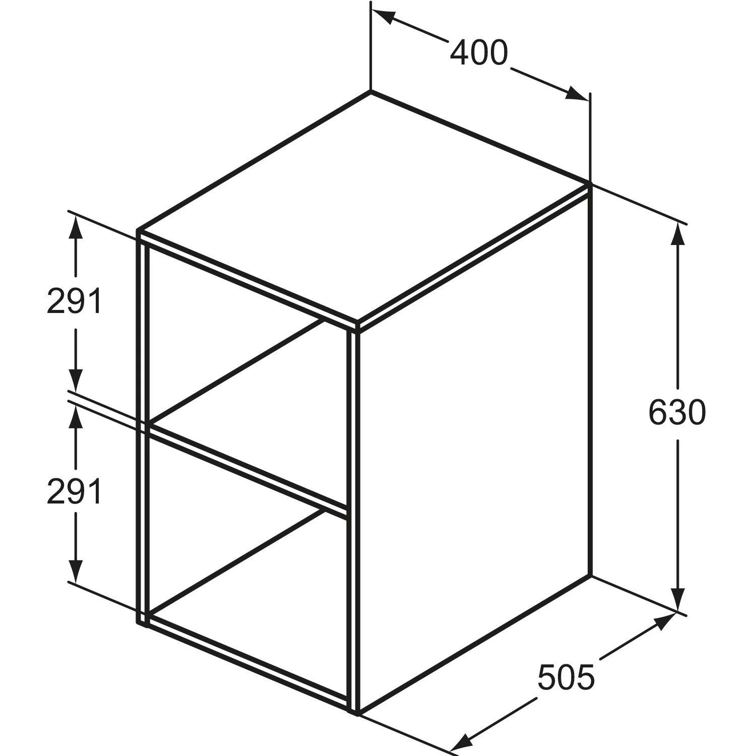 Rysunek techniczny szafki z wymiarami, Ideal Standard