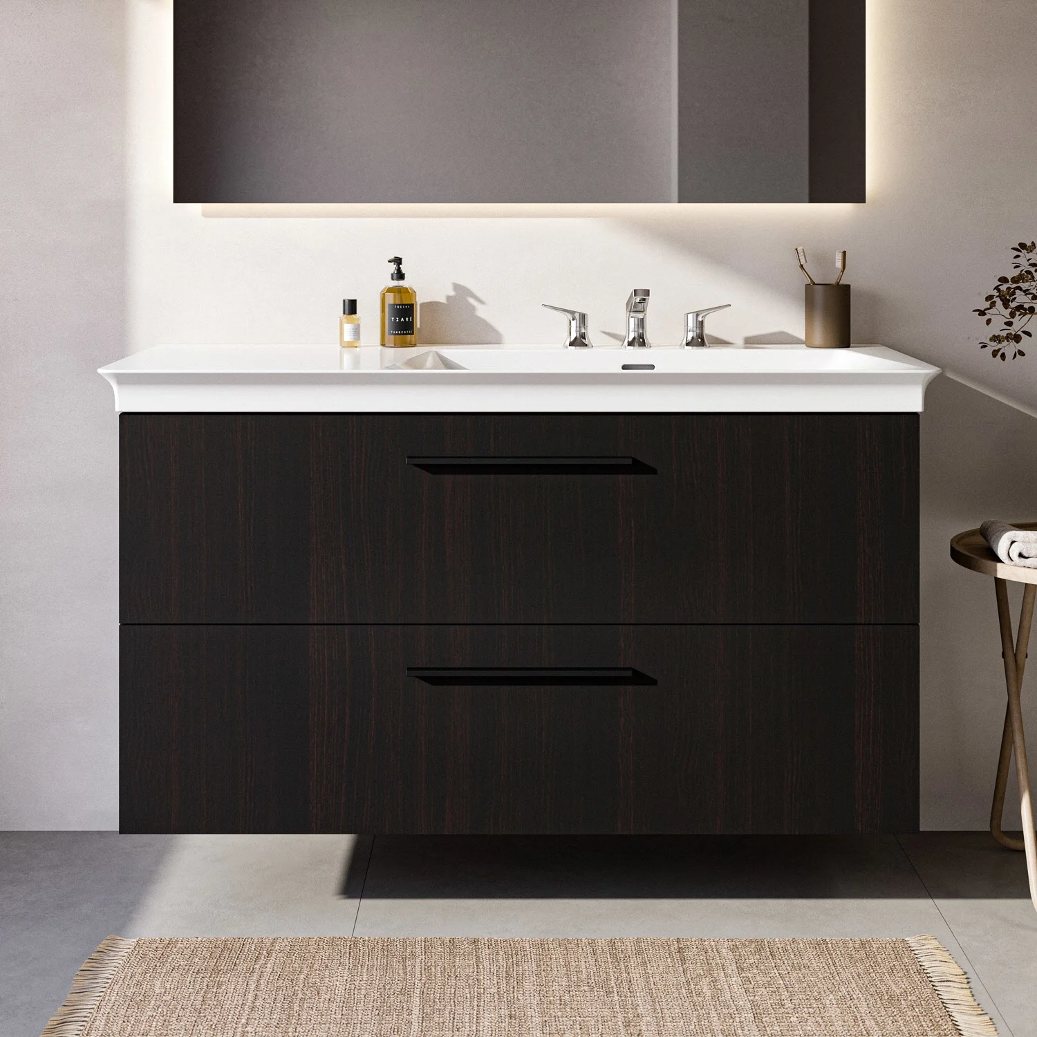 Ideal Standard i.life B Waschtischunterschrank 120 cm mit 2 Auszügen, asymmetrisch rechts