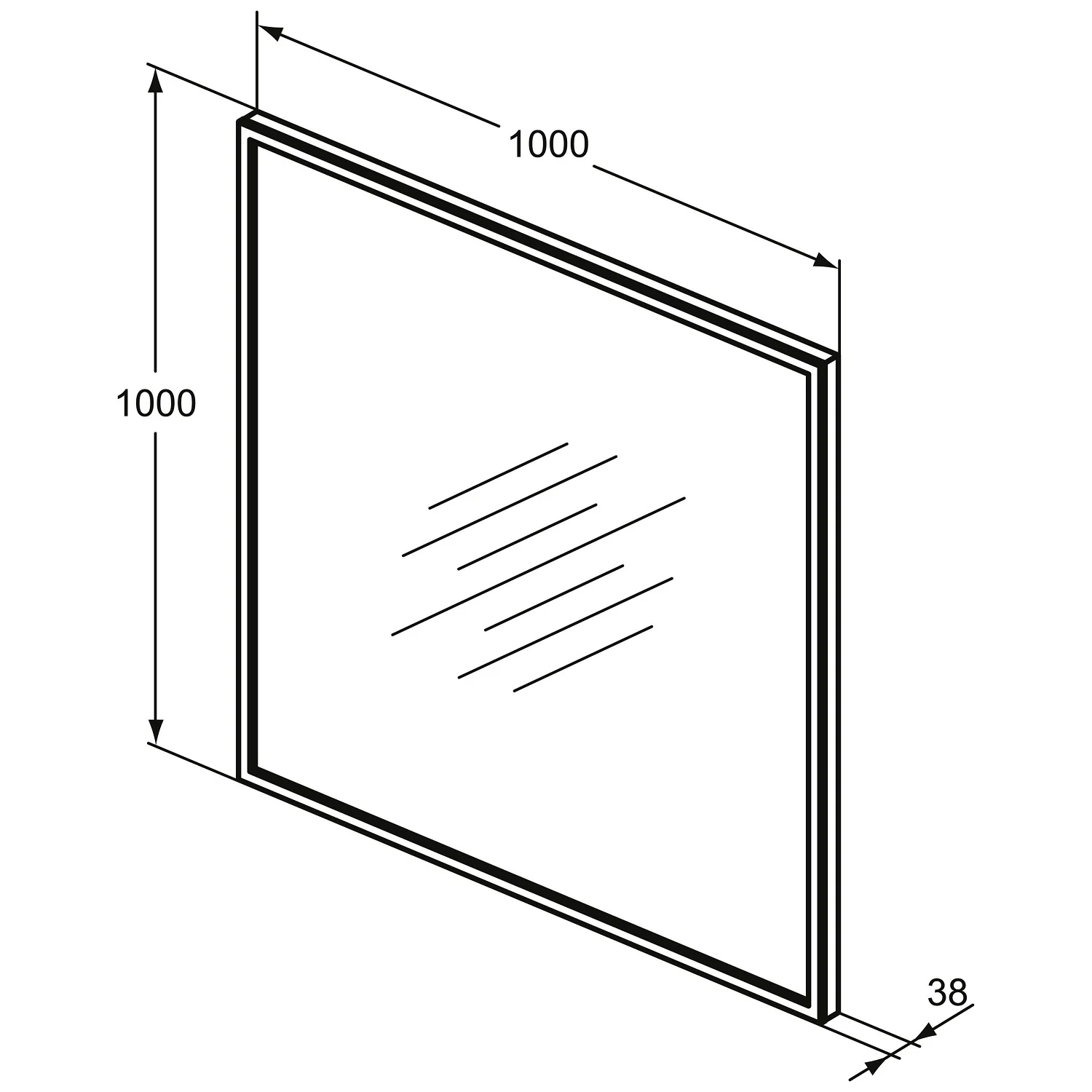 Ideal Standard Badspiegel Conca quadratisch 100 cm mit Beleuchtung und schwarzem Rahmen Bild 5