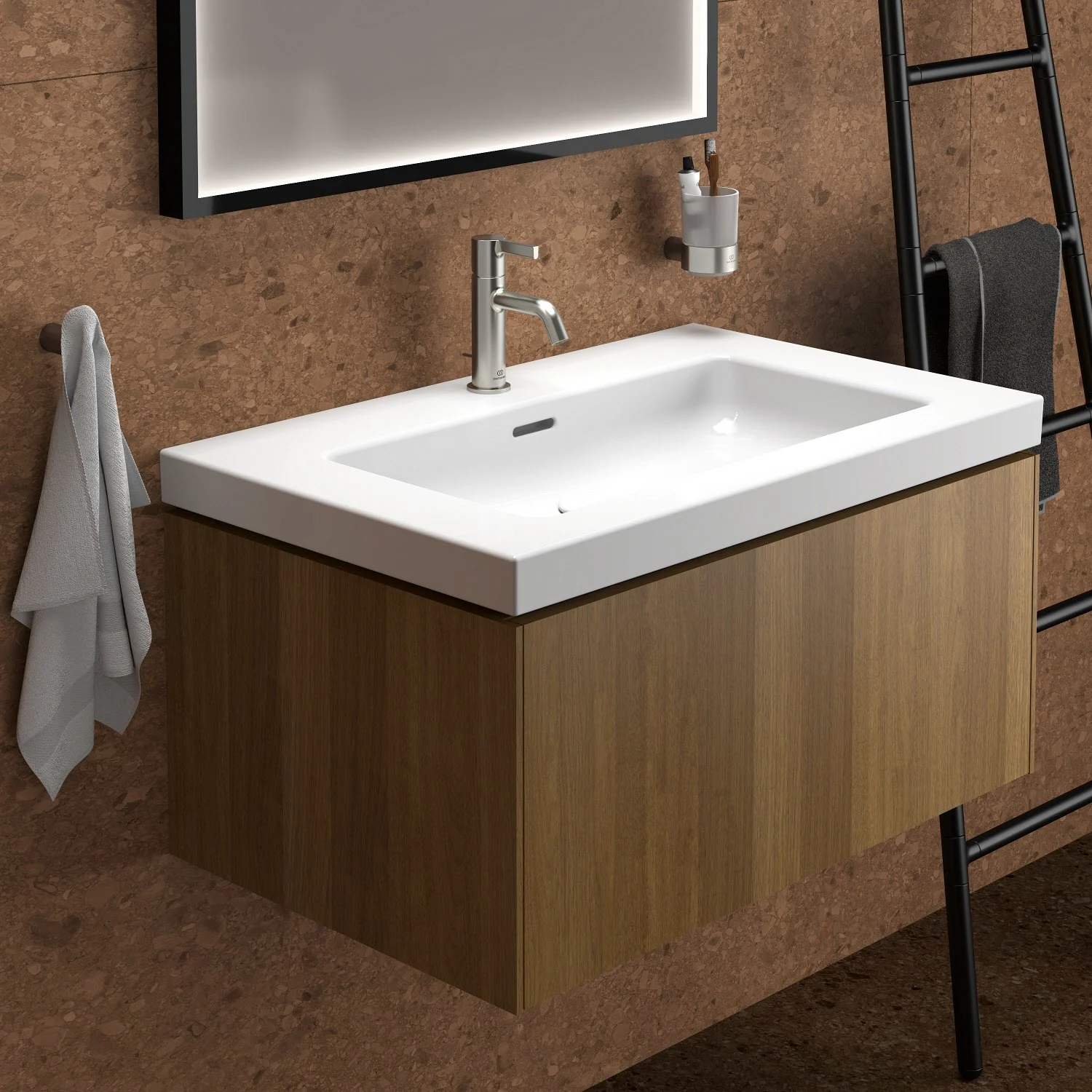 Ideal Standard Badspiegel Conca quadratisch 80 cm mit Beleuchtung in neutralem Design Bild 6