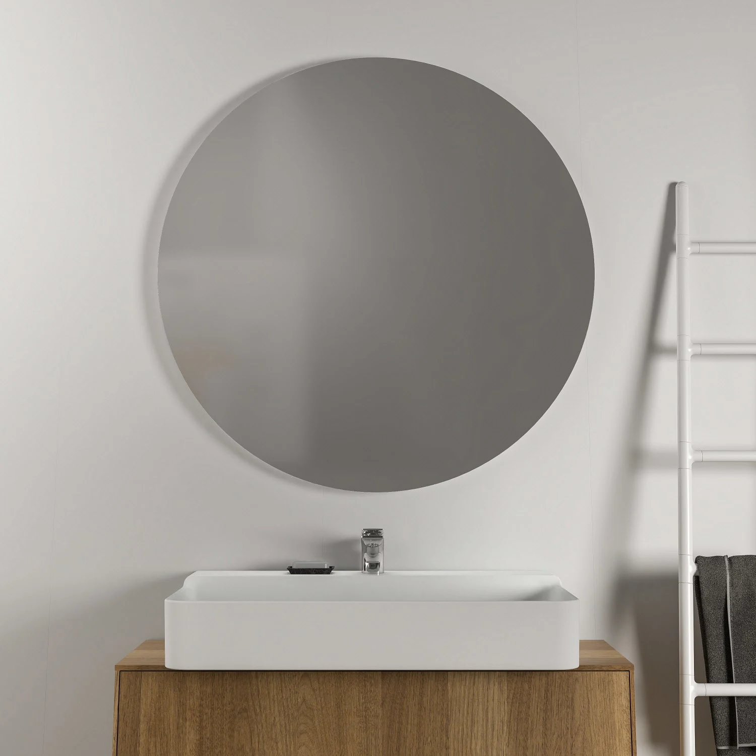 Ideal Standard Conca rund Badspiegel mit Ambientebeleuchtung Ø 100 cm in Aluminiumoptik Bild 3