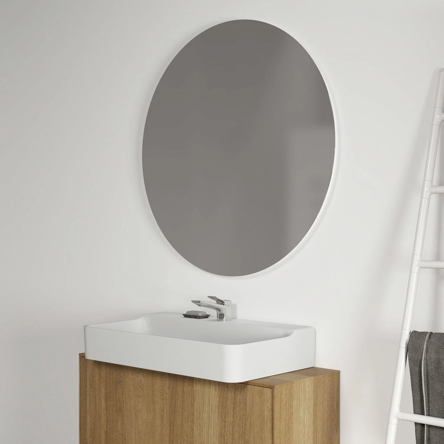 Ideal Standard Conca rund Badspiegel mit Ambientebeleuchtung Ø 100 cm in Aluminiumoptik Bild 4