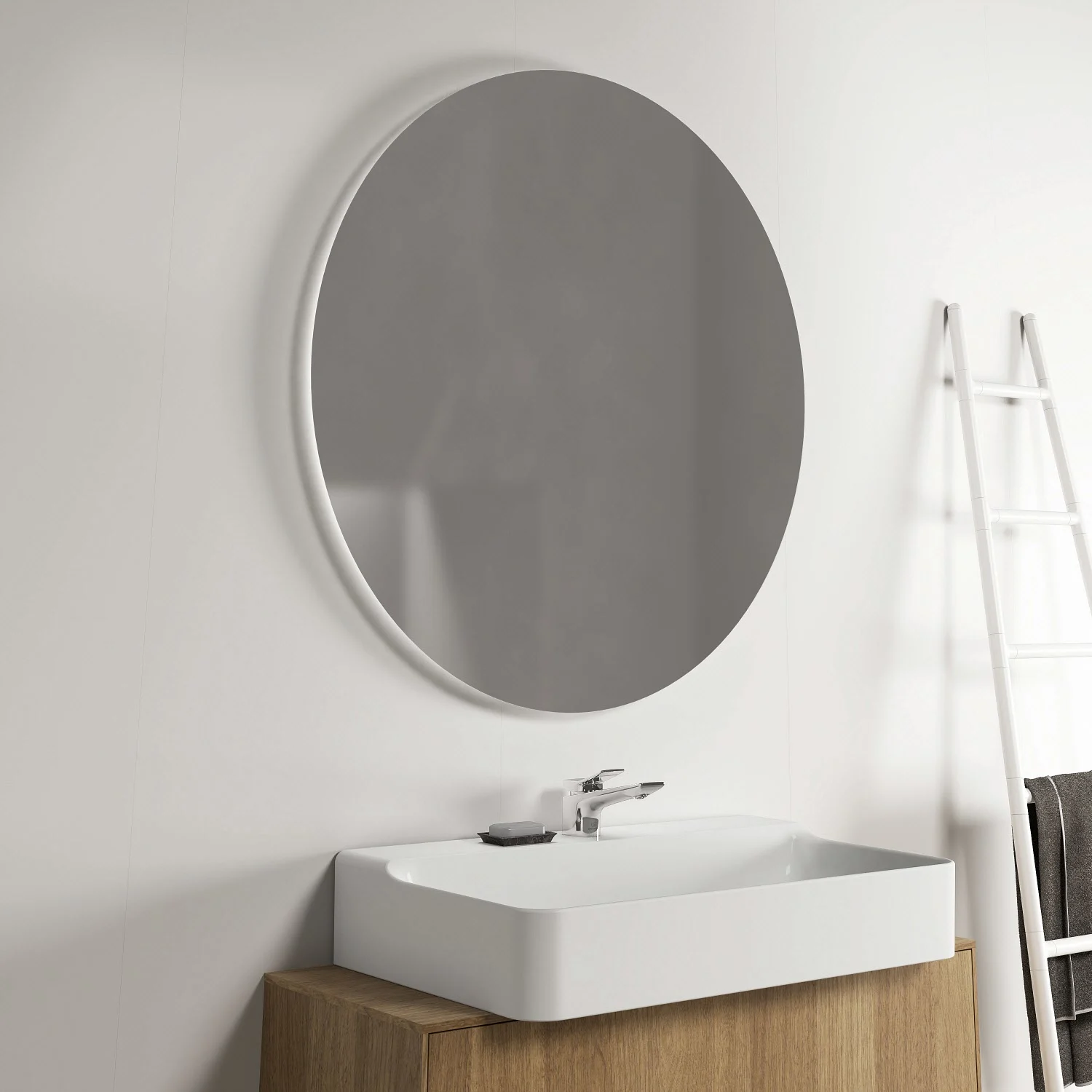 Ideal Standard Conca rund Badspiegel mit Ambientebeleuchtung Ø 100 cm in Aluminiumoptik Bild 6