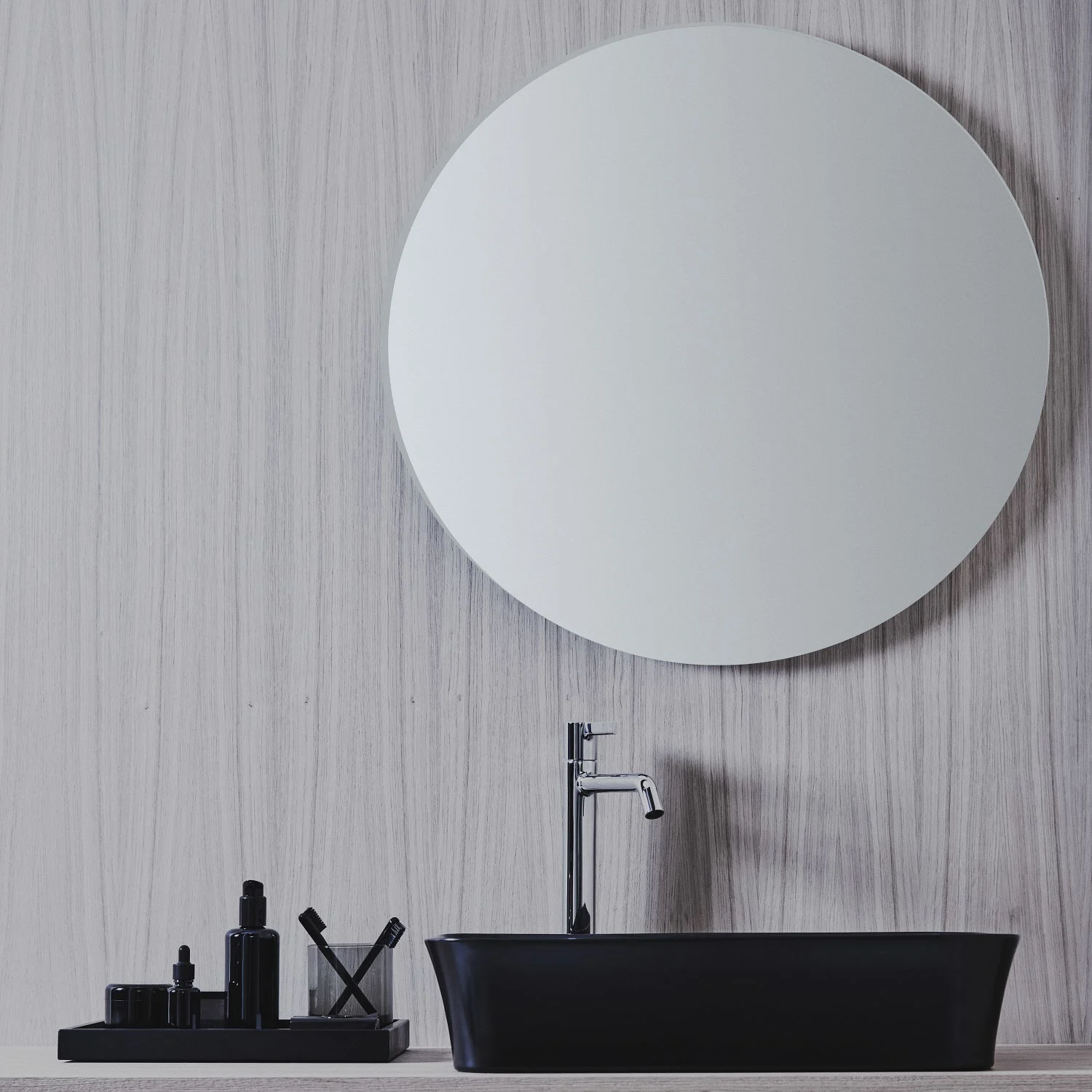 Ideal Standard Conca Badspiegel rund 60 cm mit Ambientebeleuchtung in Aluminium-Optik Bild 3