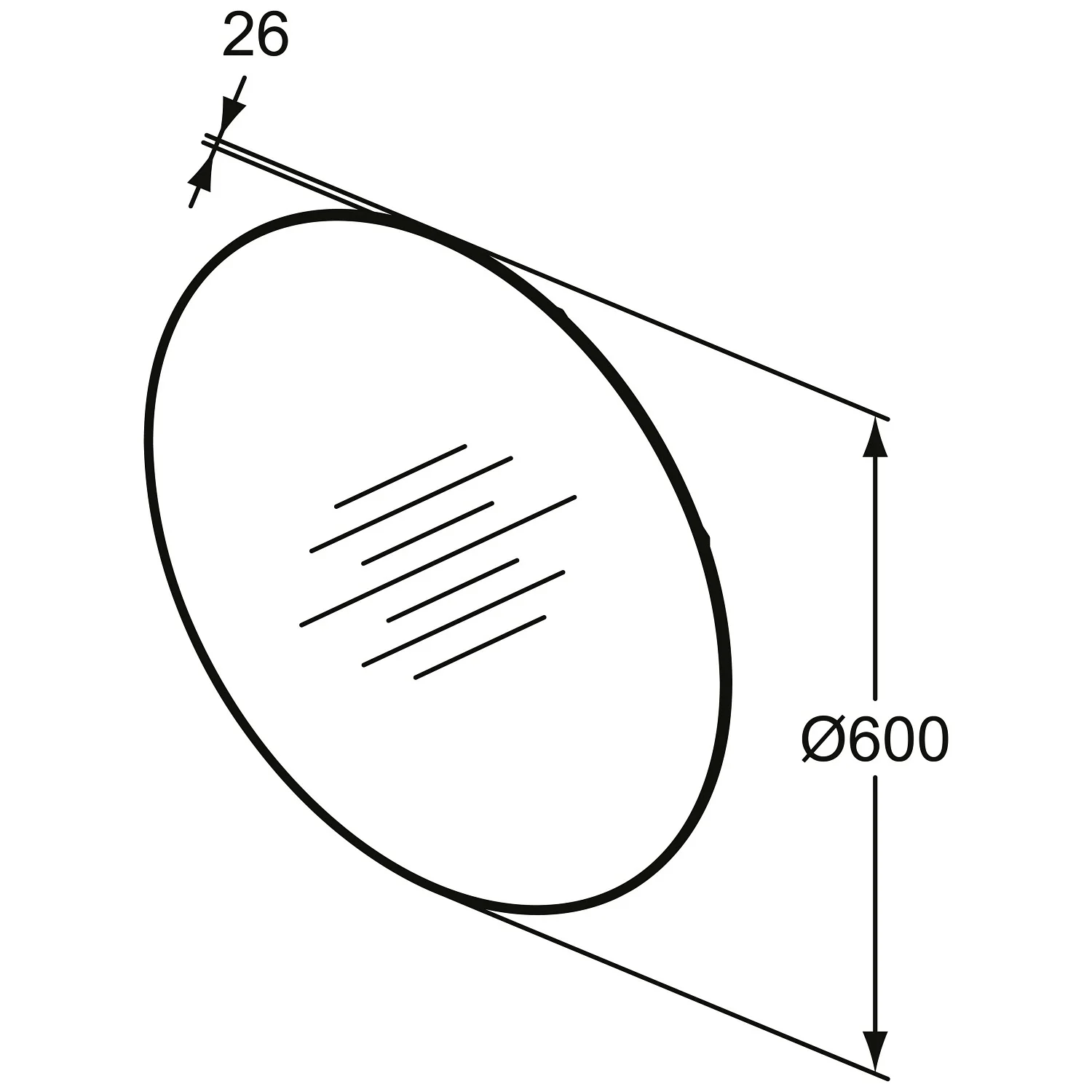 Ideal Standard Conca Badspiegel rund 60 cm mit Ambientebeleuchtung in Aluminium-Optik Bild 5