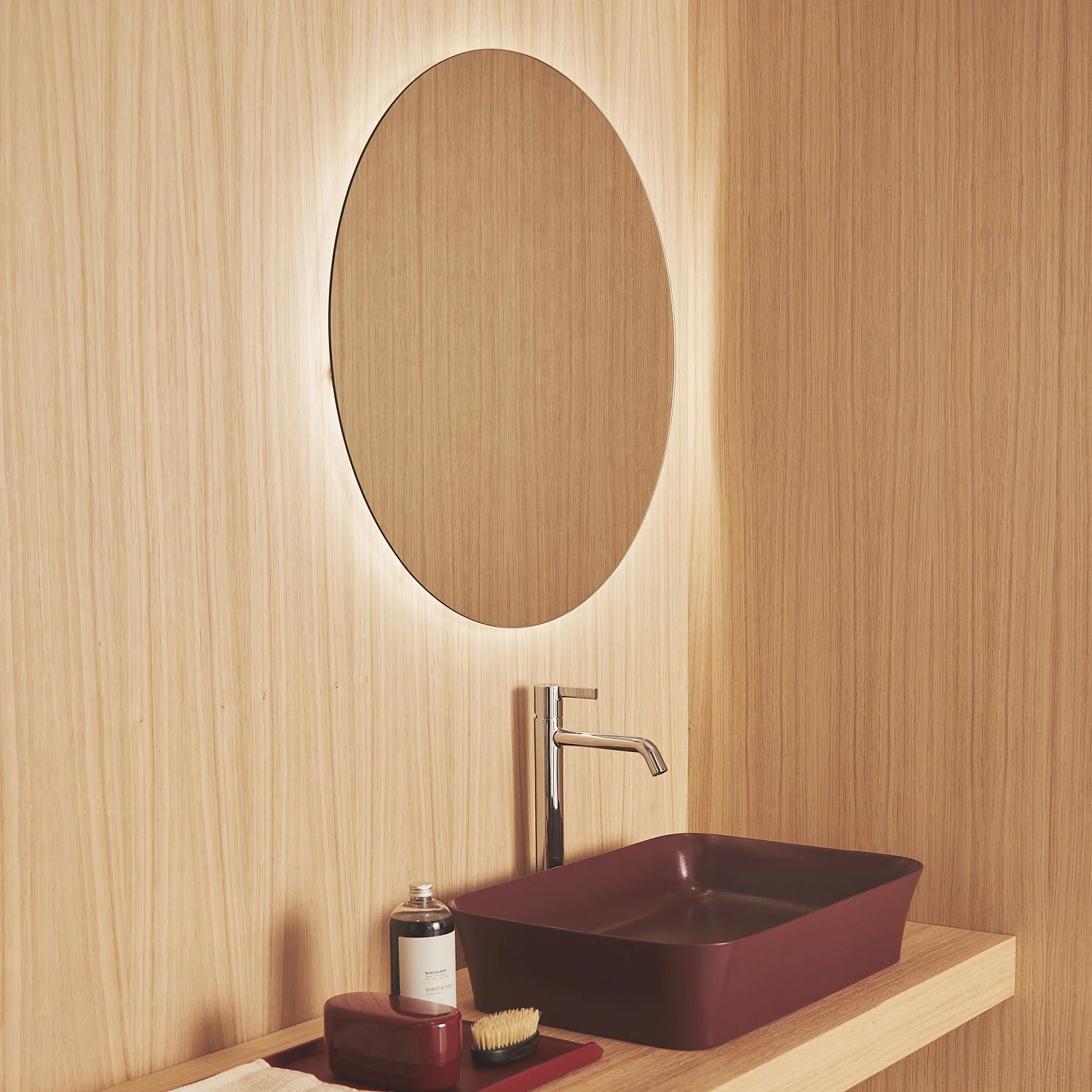 Ideal Standard Conca Badspiegel rund 60 cm mit Ambientebeleuchtung in Aluminium-Optik Bild 8