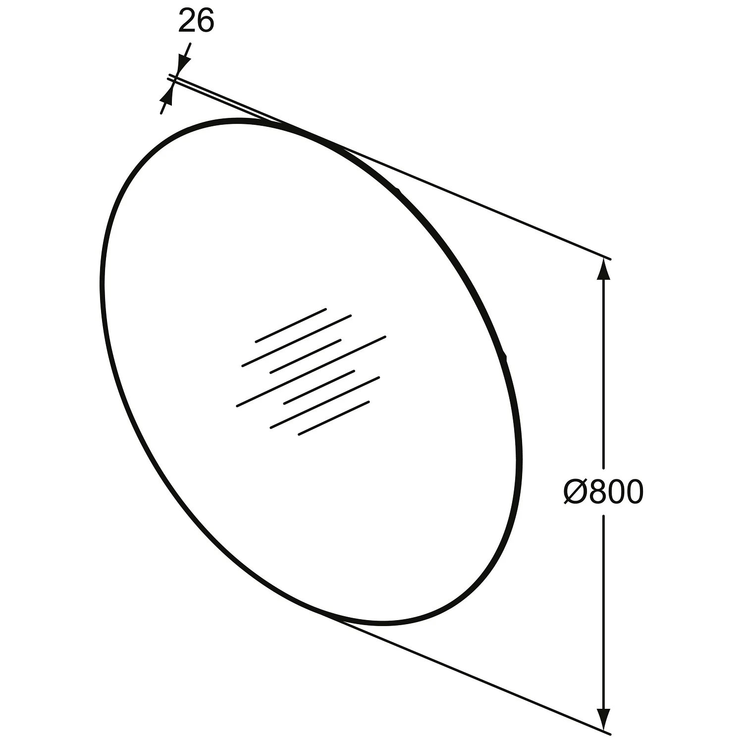 Ideal Standard Conca Badspiegel rund 80 cm mit Ambientebeleuchtung in Aluminium-Optik Bild 5