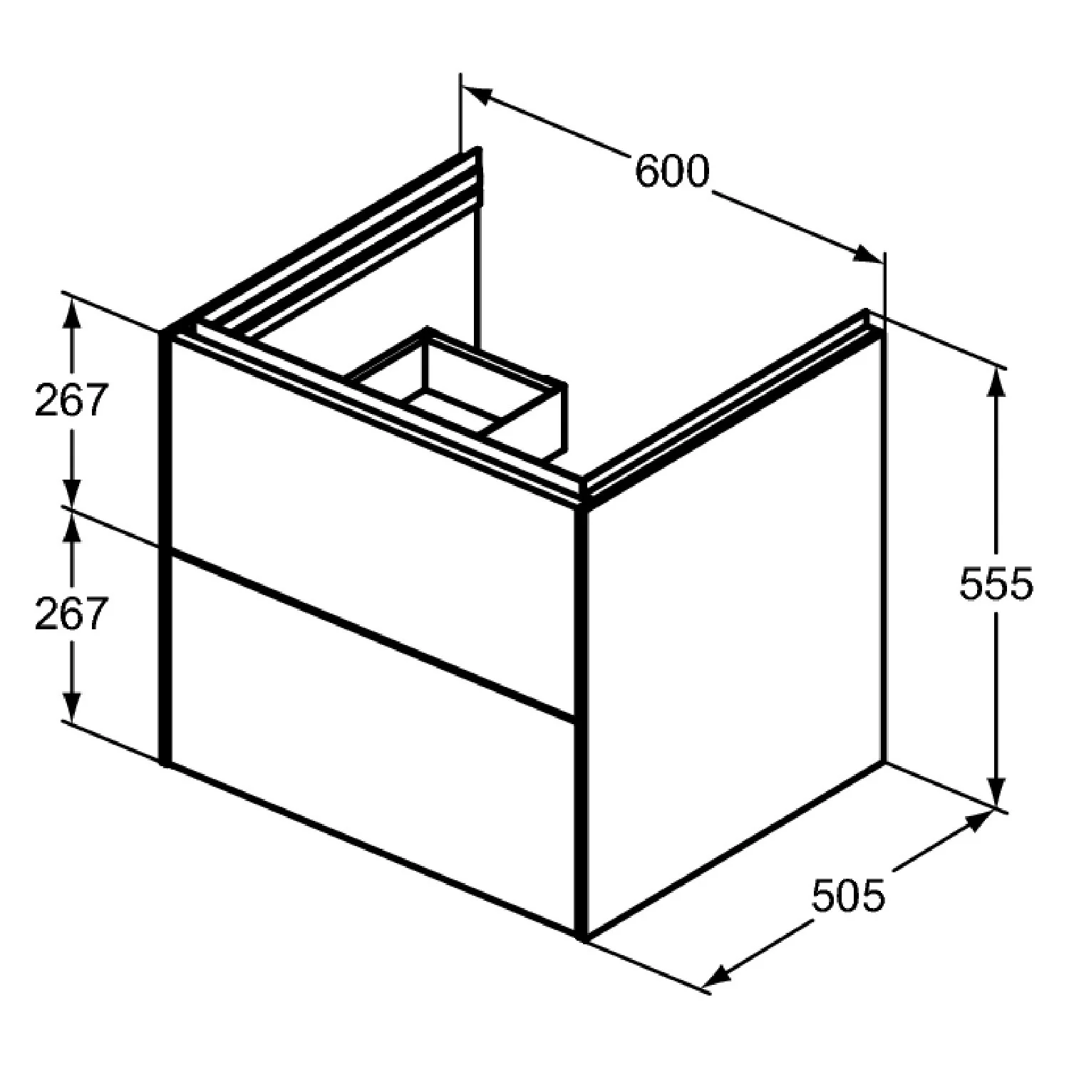 Ideal Standard Conca Waschtischunterschrank 60 cm mit 2 Auszügen für Möbelwaschtisch Bild 4