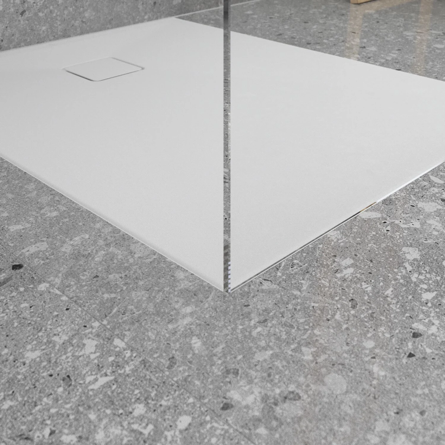 Ideal Standard Lastani Duschwanne 100 x 80 cm aus Sanitär-Acryl mit Polymer-Mineralgusskern (StoneTech™), Antirutsch-Oberfläche, bodenebener Einbau Bild 4