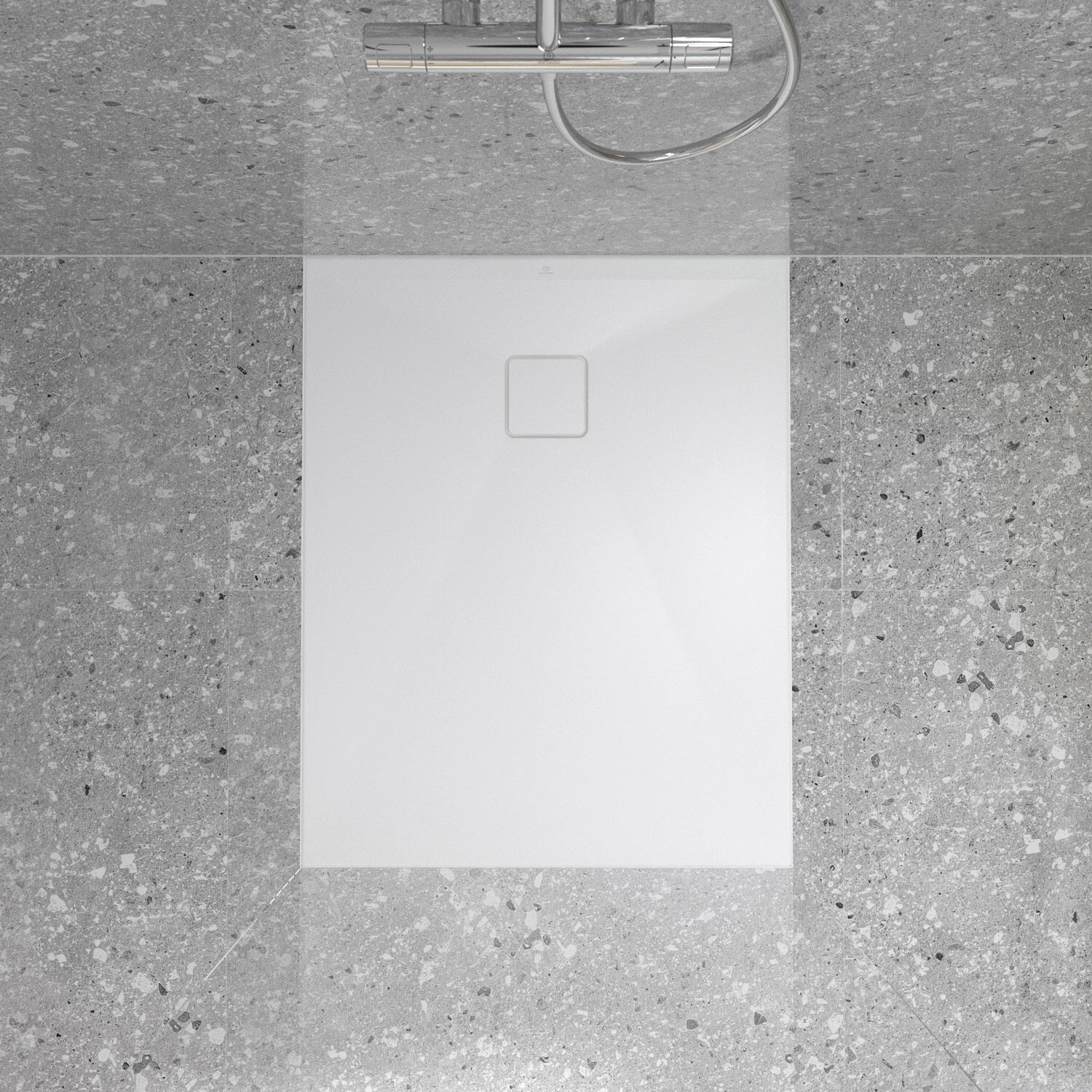 Ideal Standard Lastani Duschwanne 100 x 80 cm aus Sanitär-Acryl mit Polymer-Mineralgusskern (StoneTech™), Antirutsch-Oberfläche, bodenebener Einbau Bild 5