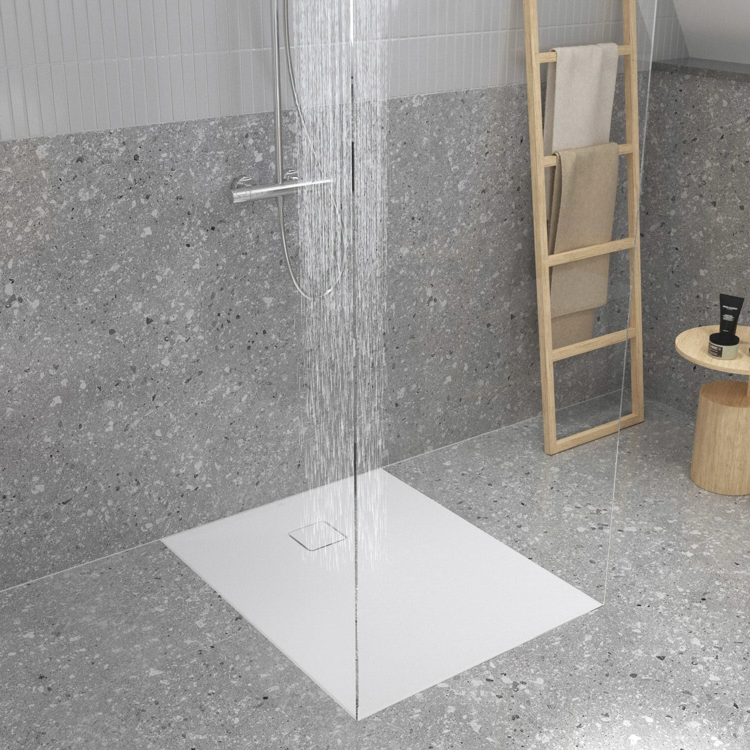 Ideal Standard Lastani Duschwanne 100 x 80 cm aus Sanitär-Acryl mit Polymer-Mineralgusskern (StoneTech™), Antirutsch-Oberfläche, bodenebener Einbau Bild 6