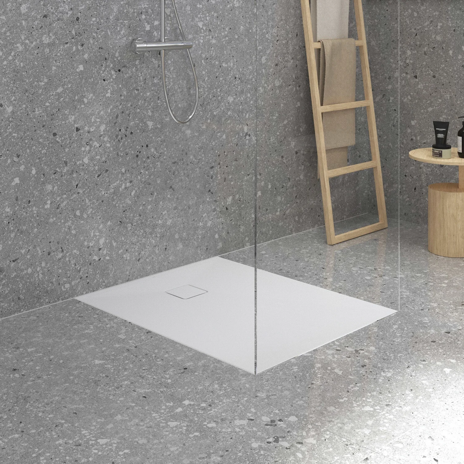 Ideal Standard Lastani Duschwanne 100 x 80 cm aus Sanitär-Acryl mit Polymer-Mineralgusskern (StoneTech™), Antirutsch-Oberfläche, bodenebener Einbau Bild 7