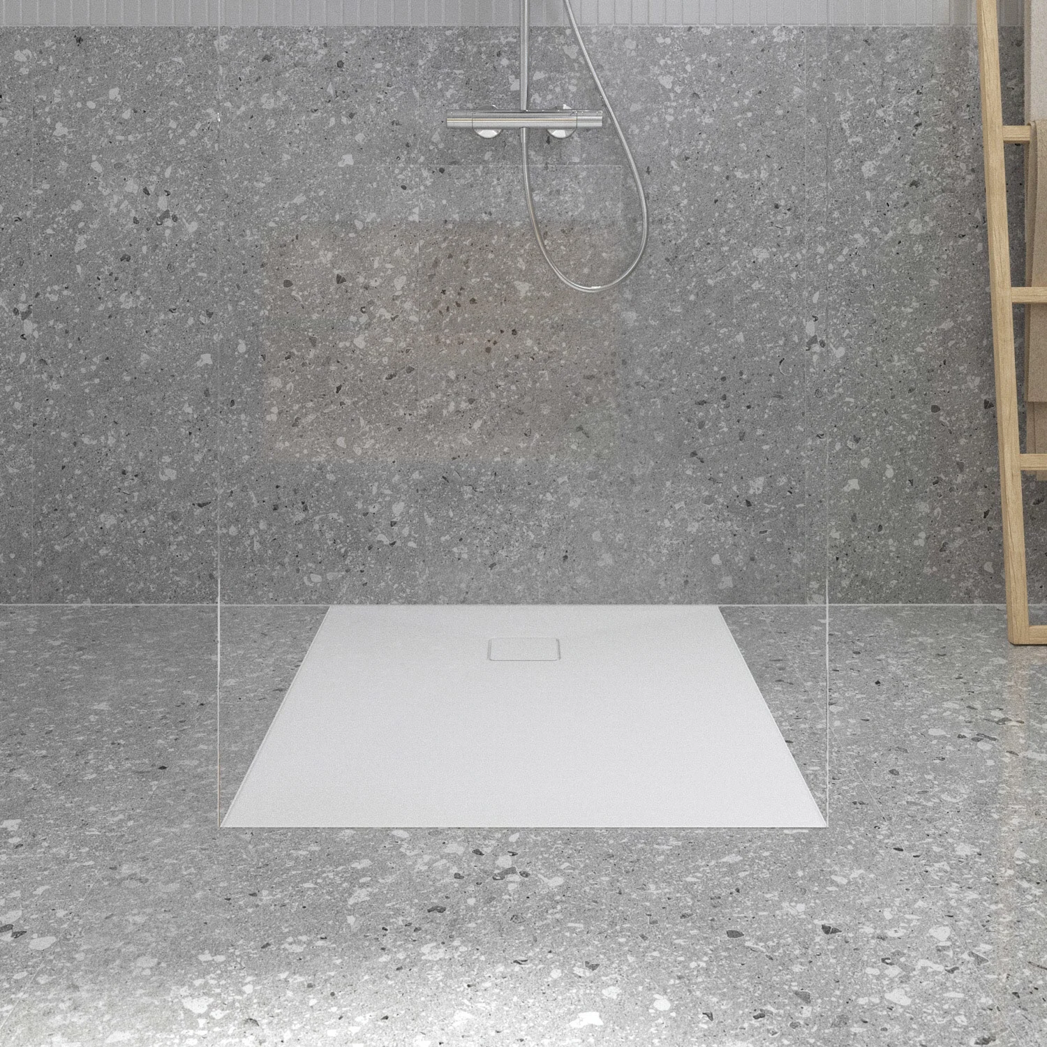 Ideal Standard Lastani Duschwanne 100 x 80 cm aus Sanitär-Acryl mit Polymer-Mineralgusskern (StoneTech™), Antirutsch-Oberfläche, bodenebener Einbau Bild 8