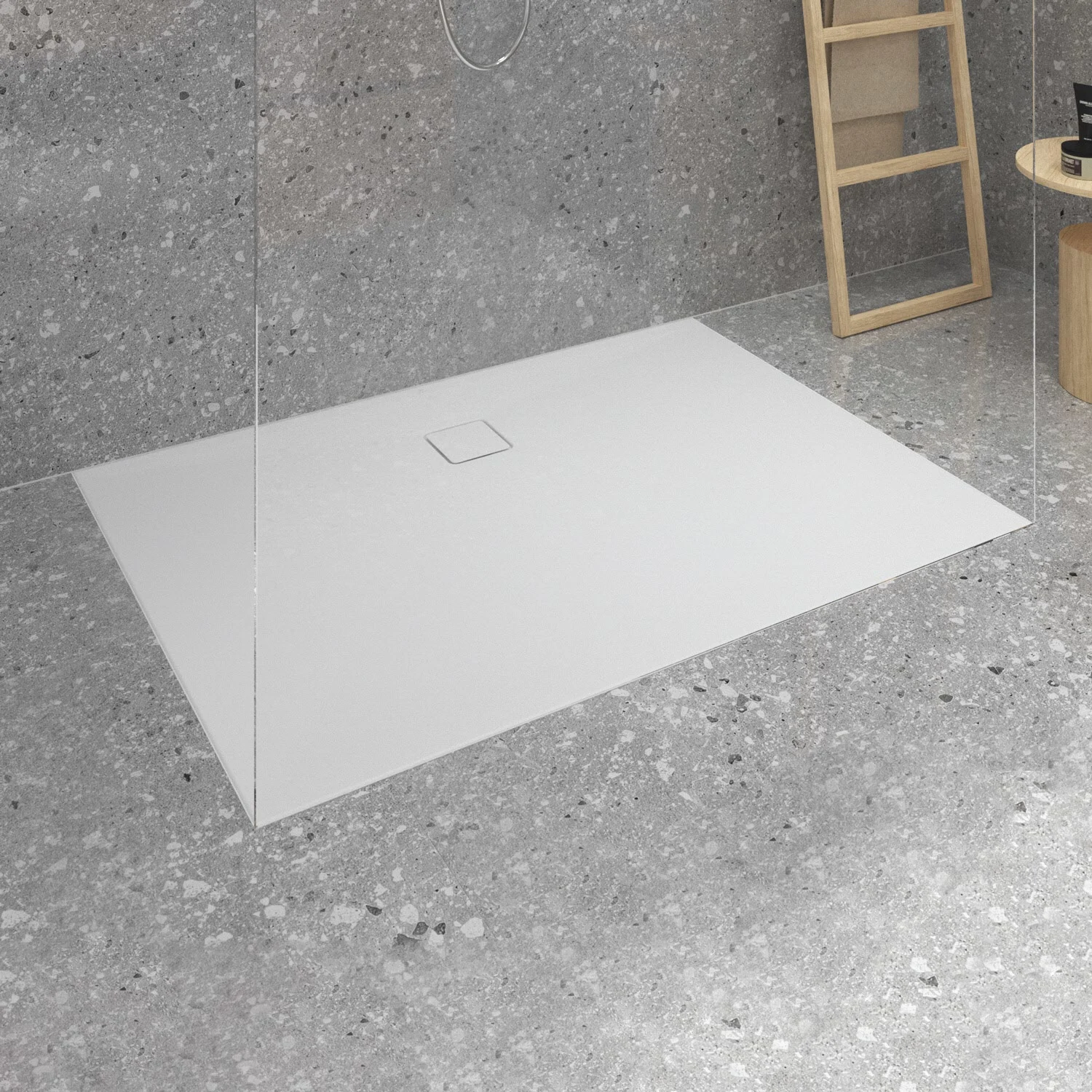Ideal Standard Lastani Duschwanne 140 x 100 cm aus Sanitär-Acryl mit Polymer-Mineralgusskern (StoneTech™), Antirutsch-Oberfläche, bodenebener Einbau
