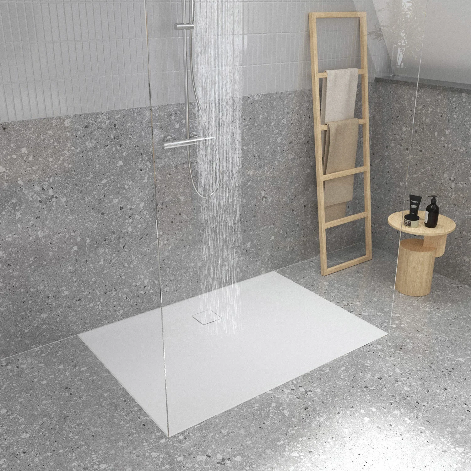 Ideal Standard Lastani Duschwanne 140 x 100 cm aus Sanitär-Acryl mit Polymer-Mineralgusskern (StoneTech™), Antirutsch-Oberfläche, bodenebener Einbau Bild 6