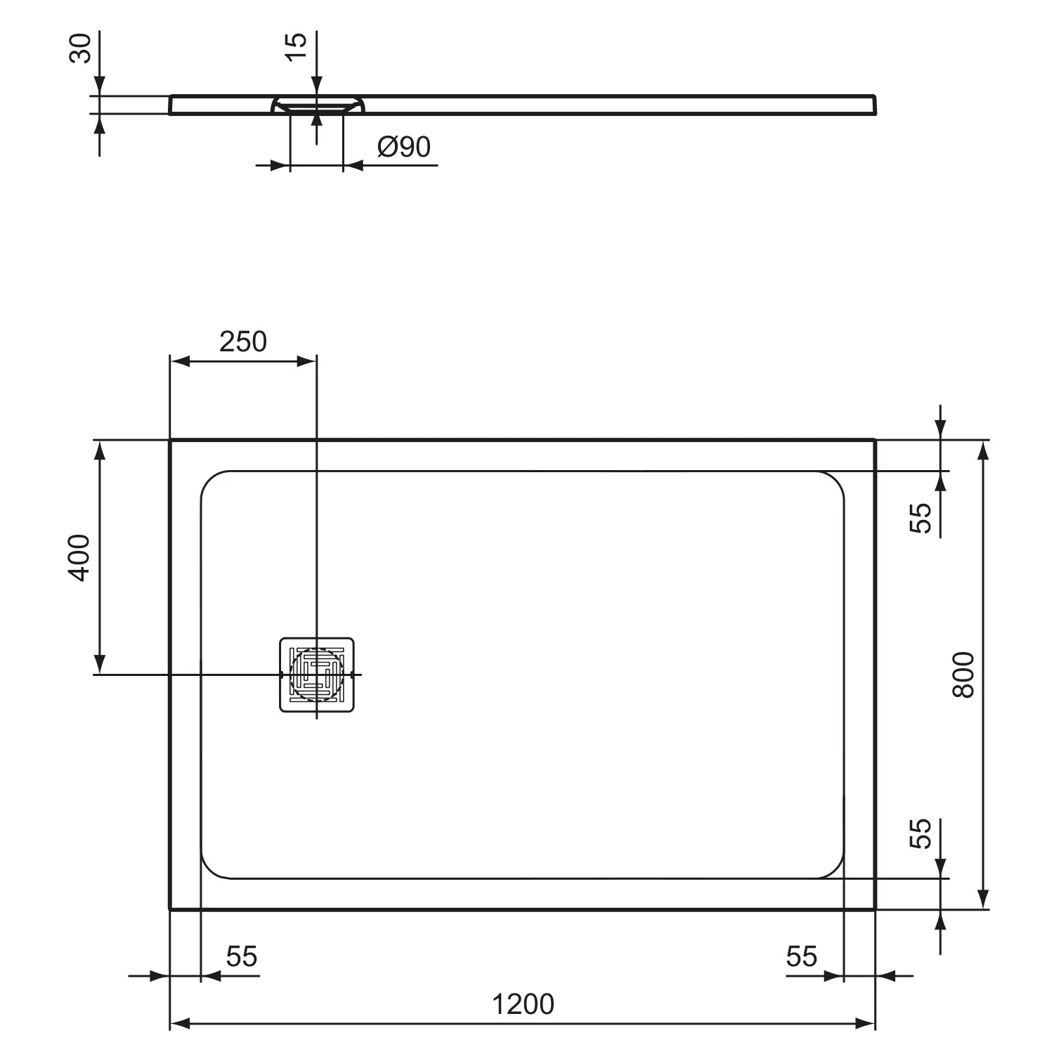 Ideal Standard Ultra Flat S + Rechteck-Brausewanne 120 x 80 cm, Ablaufposition: seitlich 25 cm Bild 3