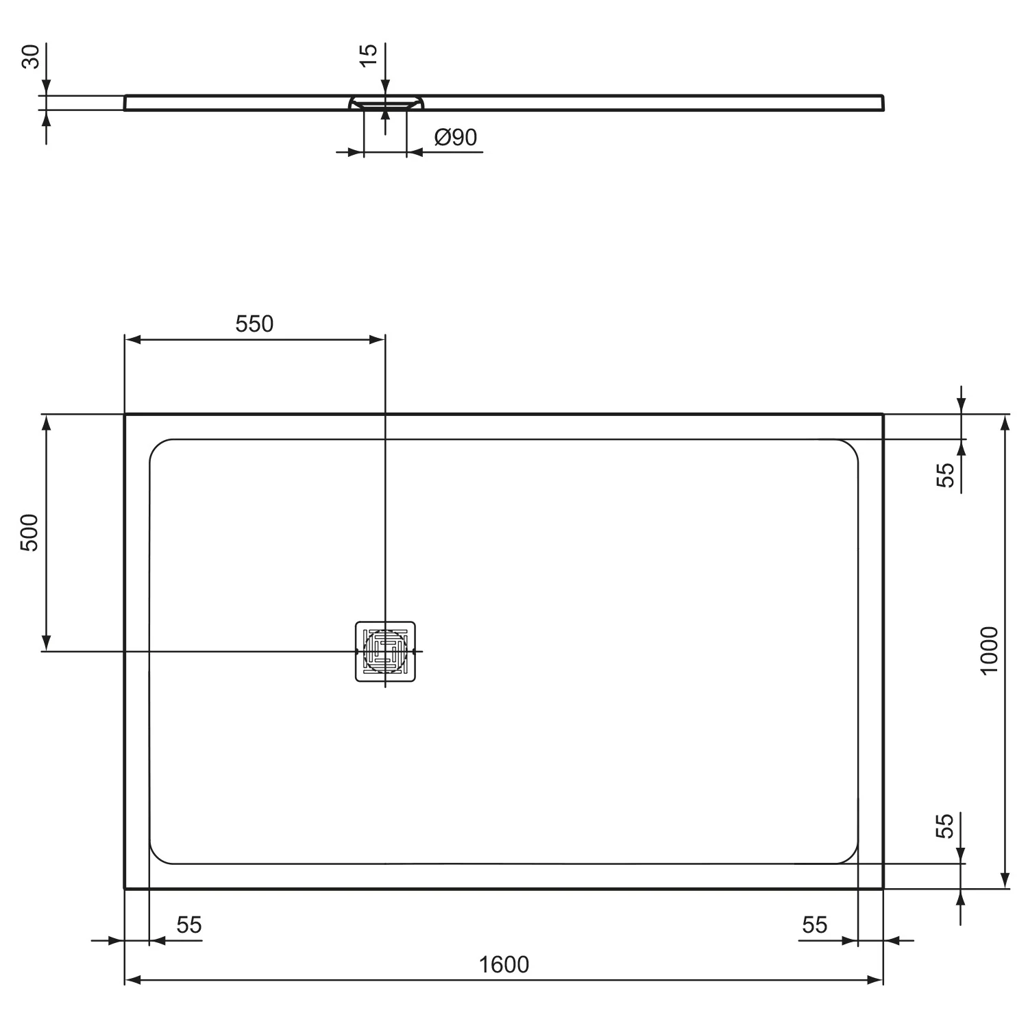 Ideal Standard Ultra Flat S + Rechteck-Brausewanne 160 x 100 cm, Ablaufposition: seitlich 55 cm Bild 3