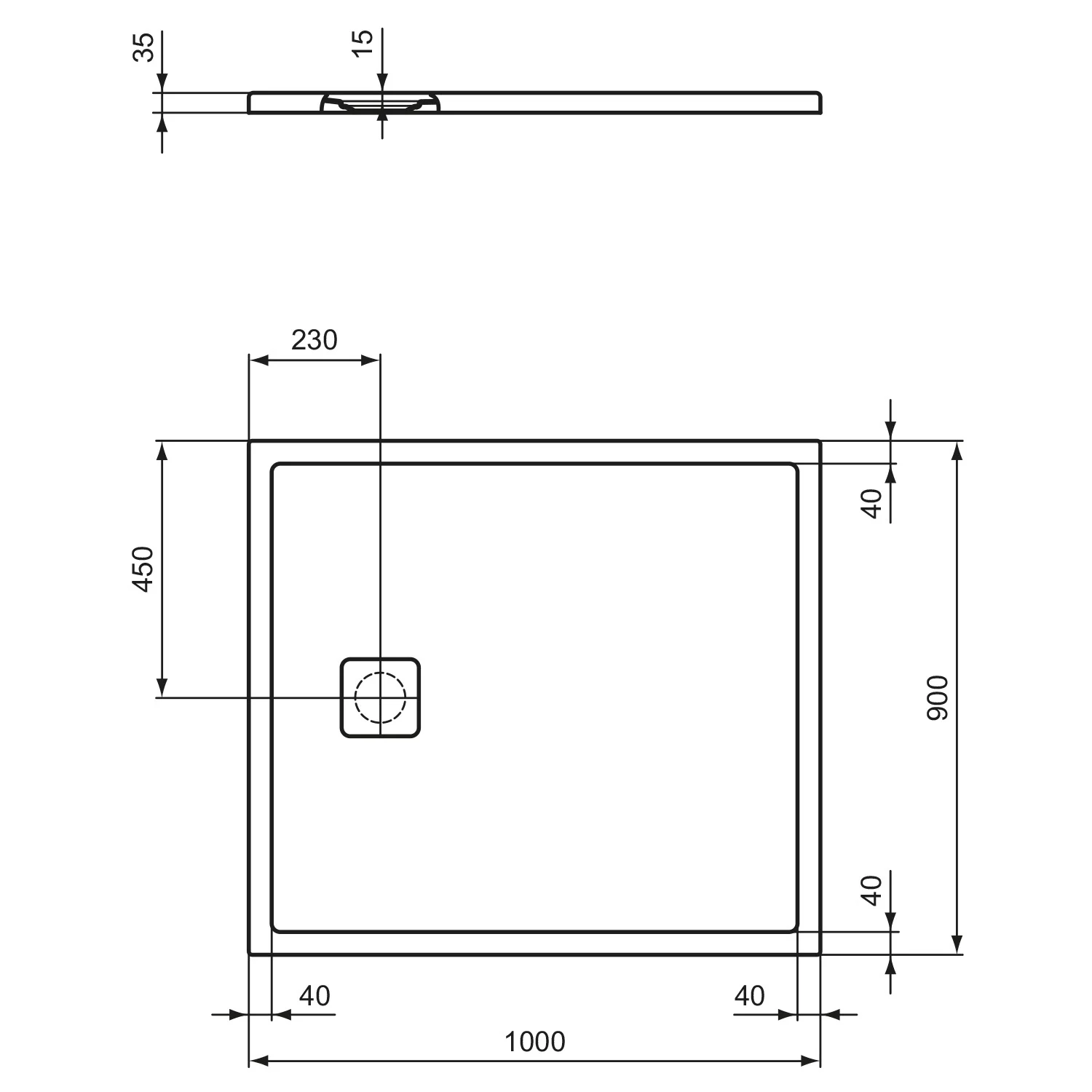 Ideal Standard Ultra Flat Evo Brausewanne 100 x 90 cm Bild 3