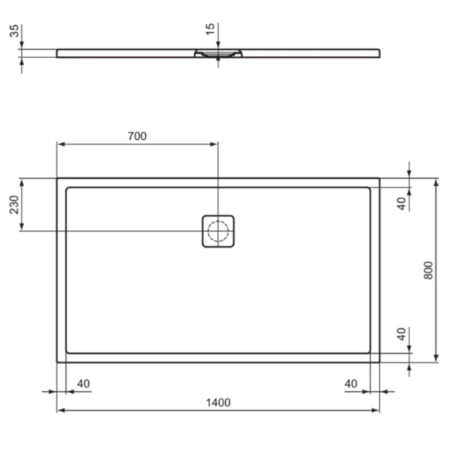 Ideal Standard Ultra Flat Evo Brausewanne 140 x 80 cm Bild 3