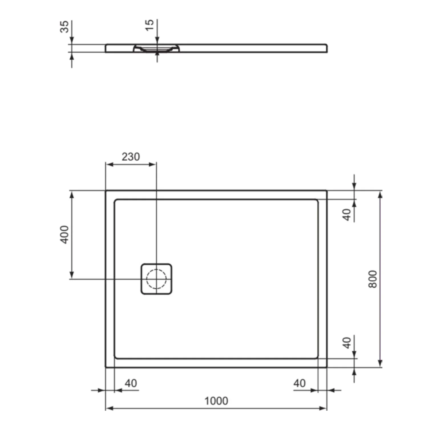 Ideal Standard Ultra Flat Evo Brausewanne 100 x 80 cm Bild 3
