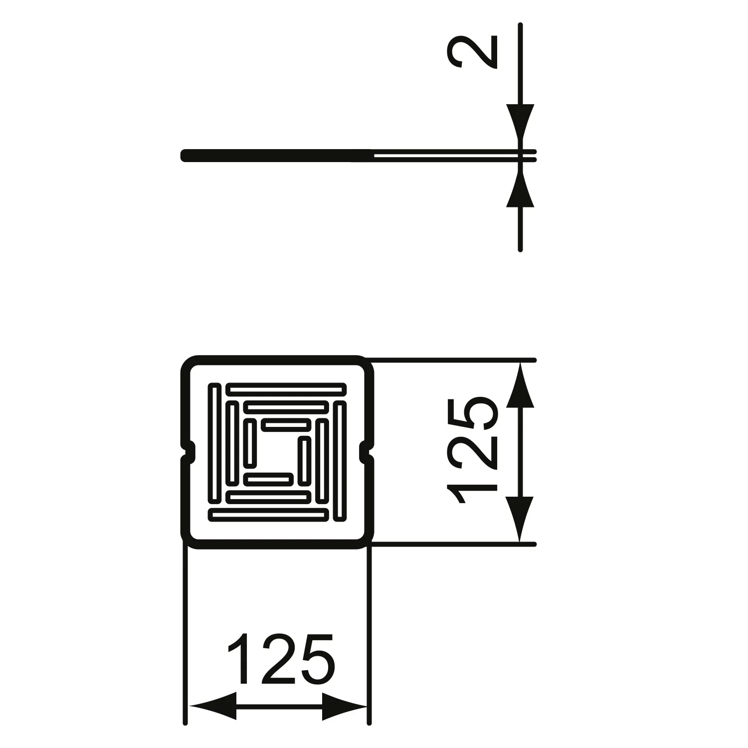 Rysunek techniczny kwadratowego odpływu prysznicowego, Ideal Standard
