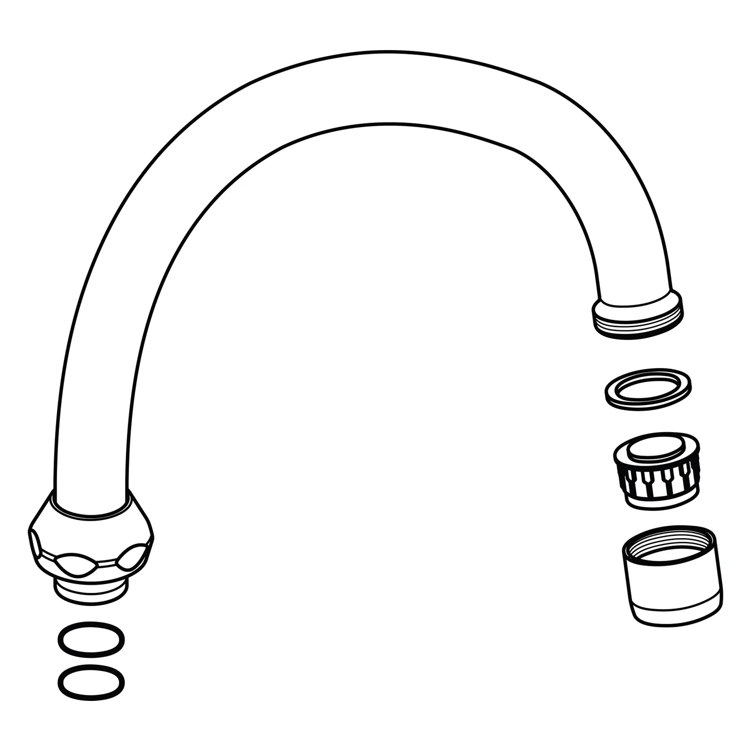 Rysunek techniczny wylewki baterii z częściami, Ideal Standard